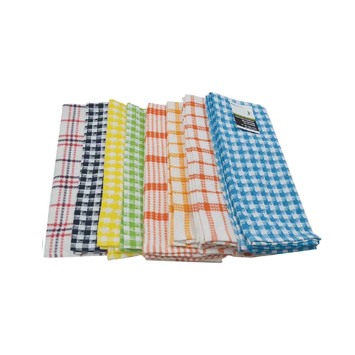 Kitchen Towel 3pk Check Waffle Weave