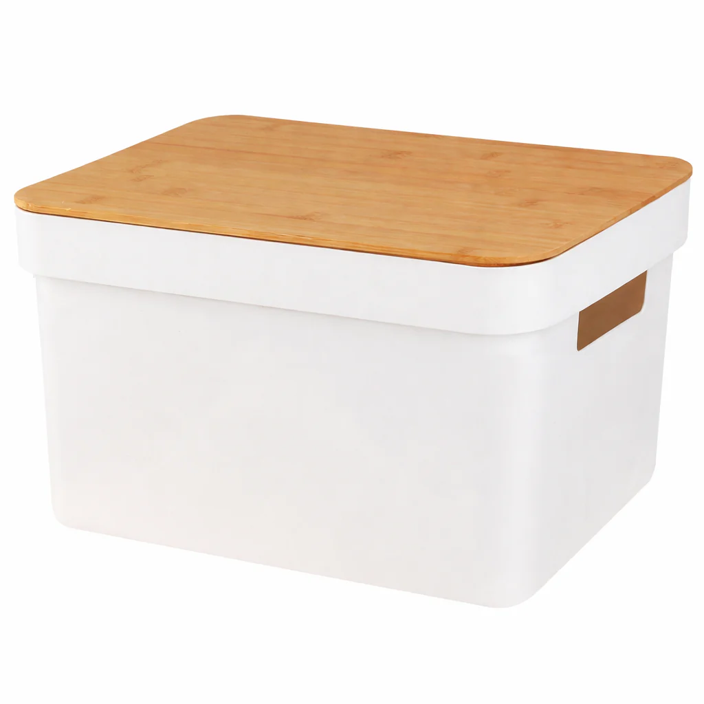 Large Storage Box with Bamboo Lid | 14 x 10 x 8"