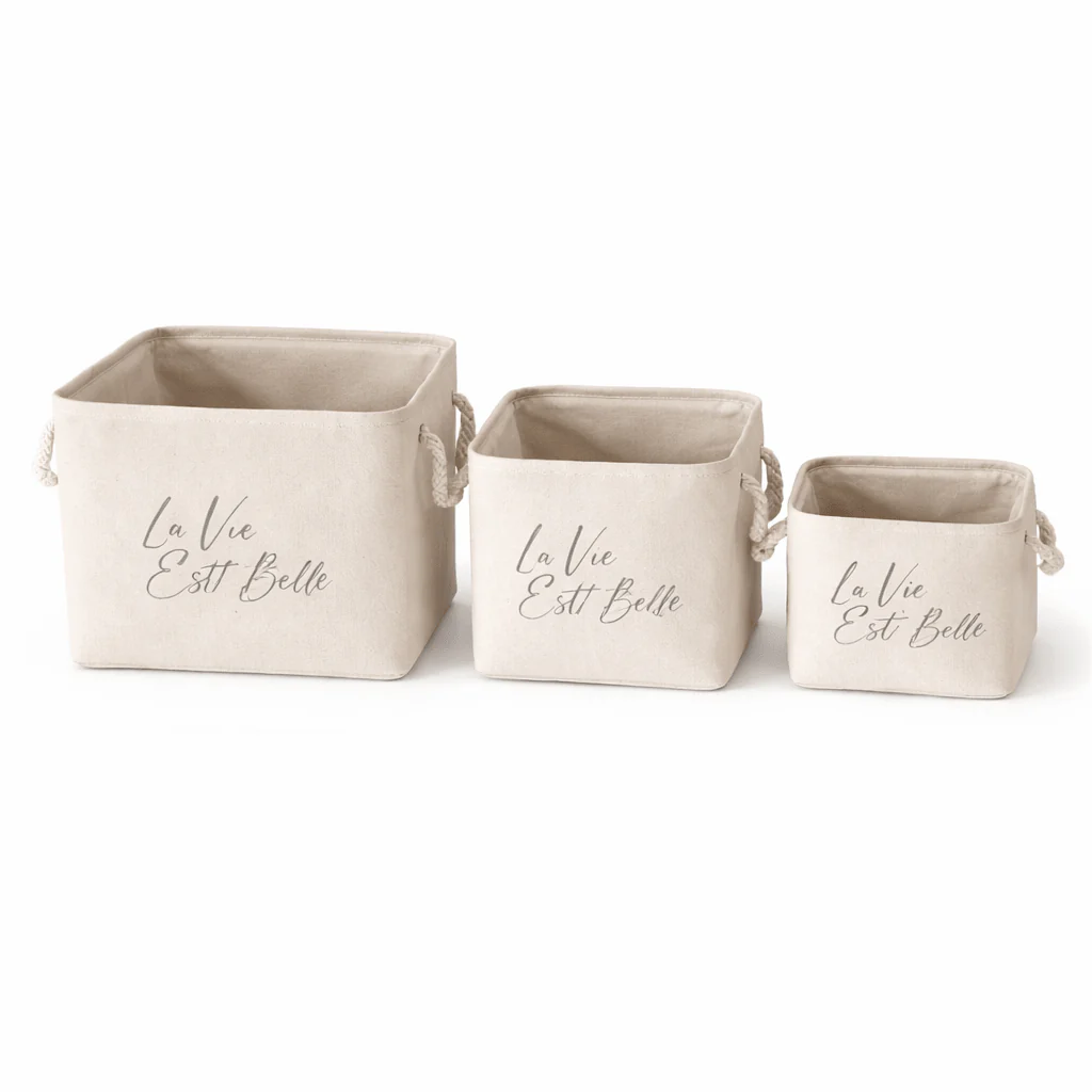 Lauren Taylor- Canvas Baskets with Text 12" D x10"Wx9" H