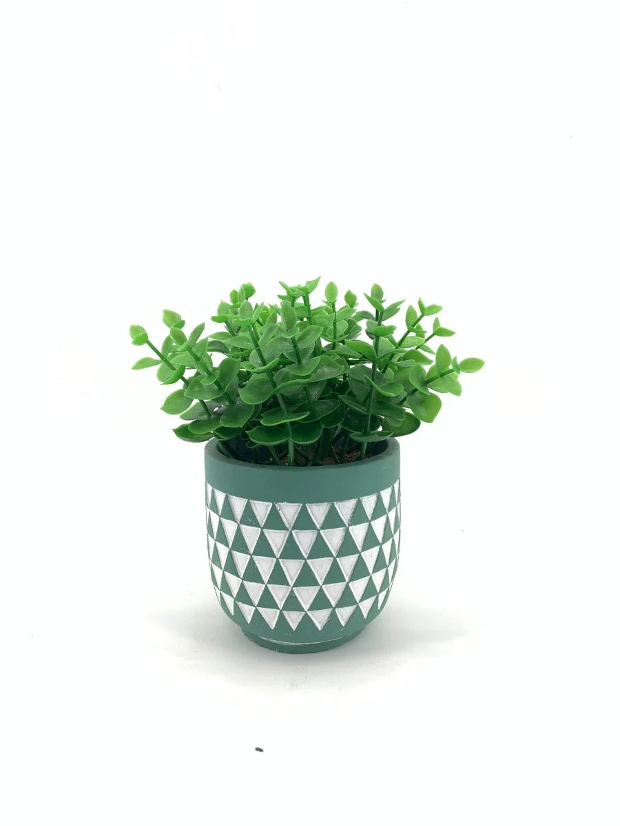 LAUREN TAYLOR - Grass in Cement Pot Triangle Teal - Image 2