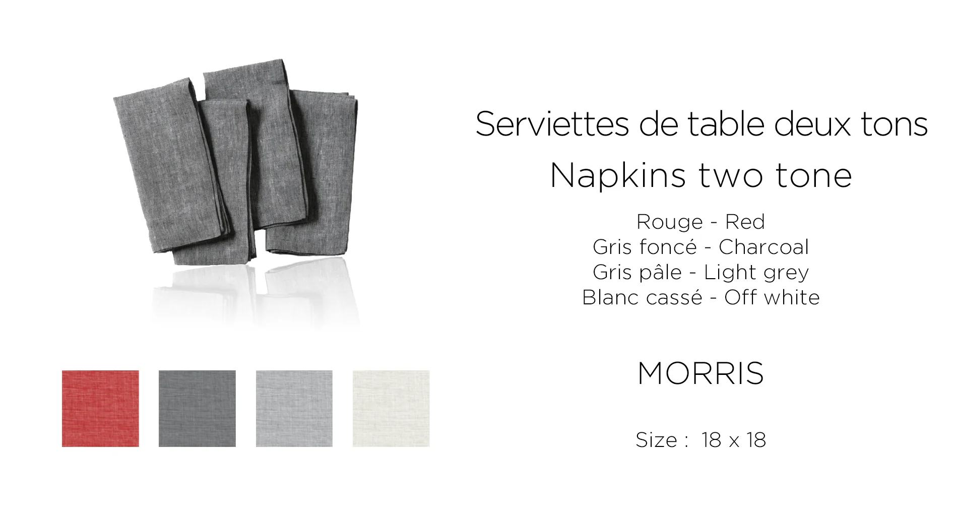 LAUREN TAYLOR - Morris Napkins Two tone - Image 2