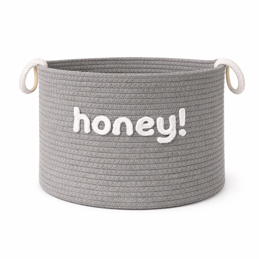 Lauren Taylor- Rectangular Rope Basket with White Boucle