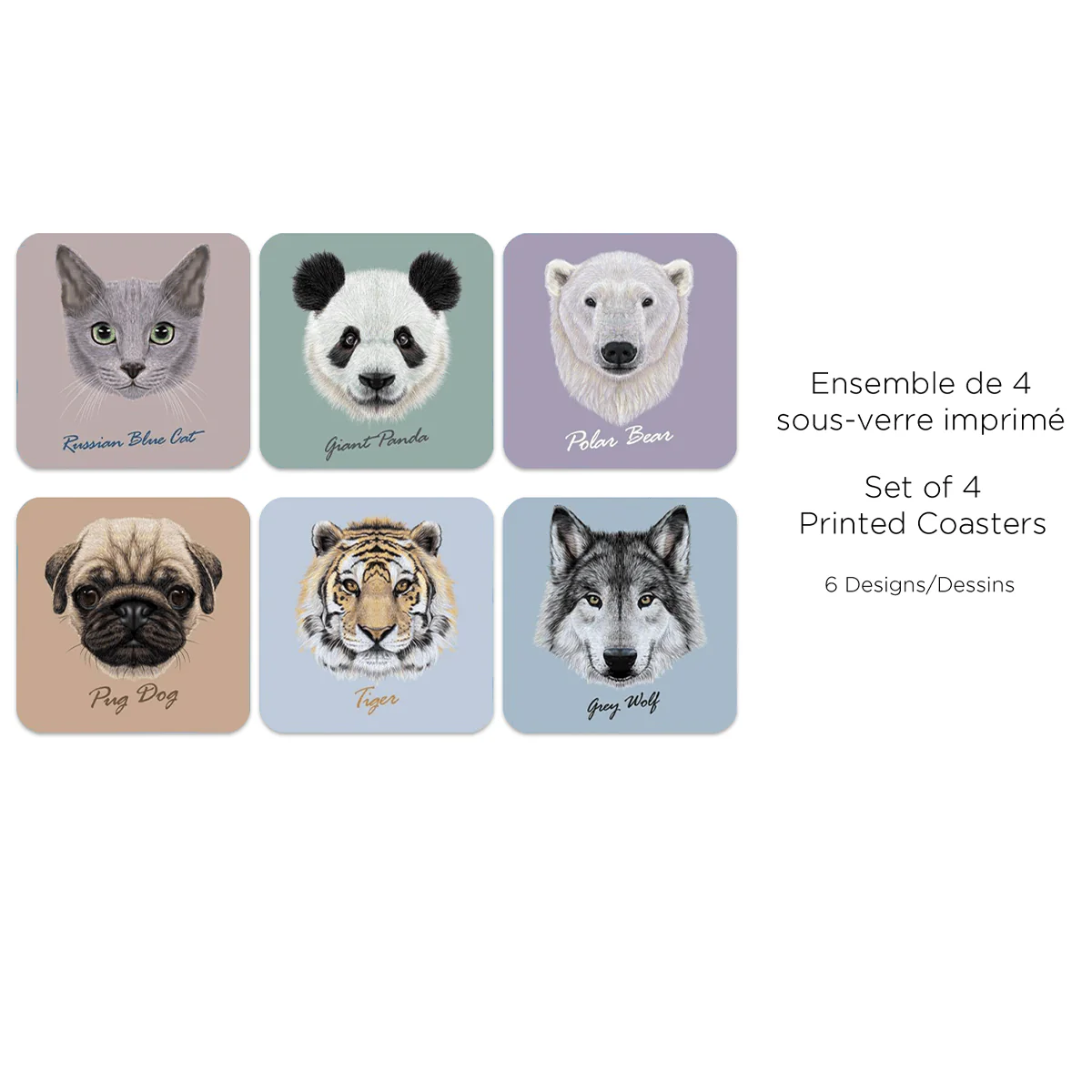 Lauren Taylor - Set of 4 Animal coasters