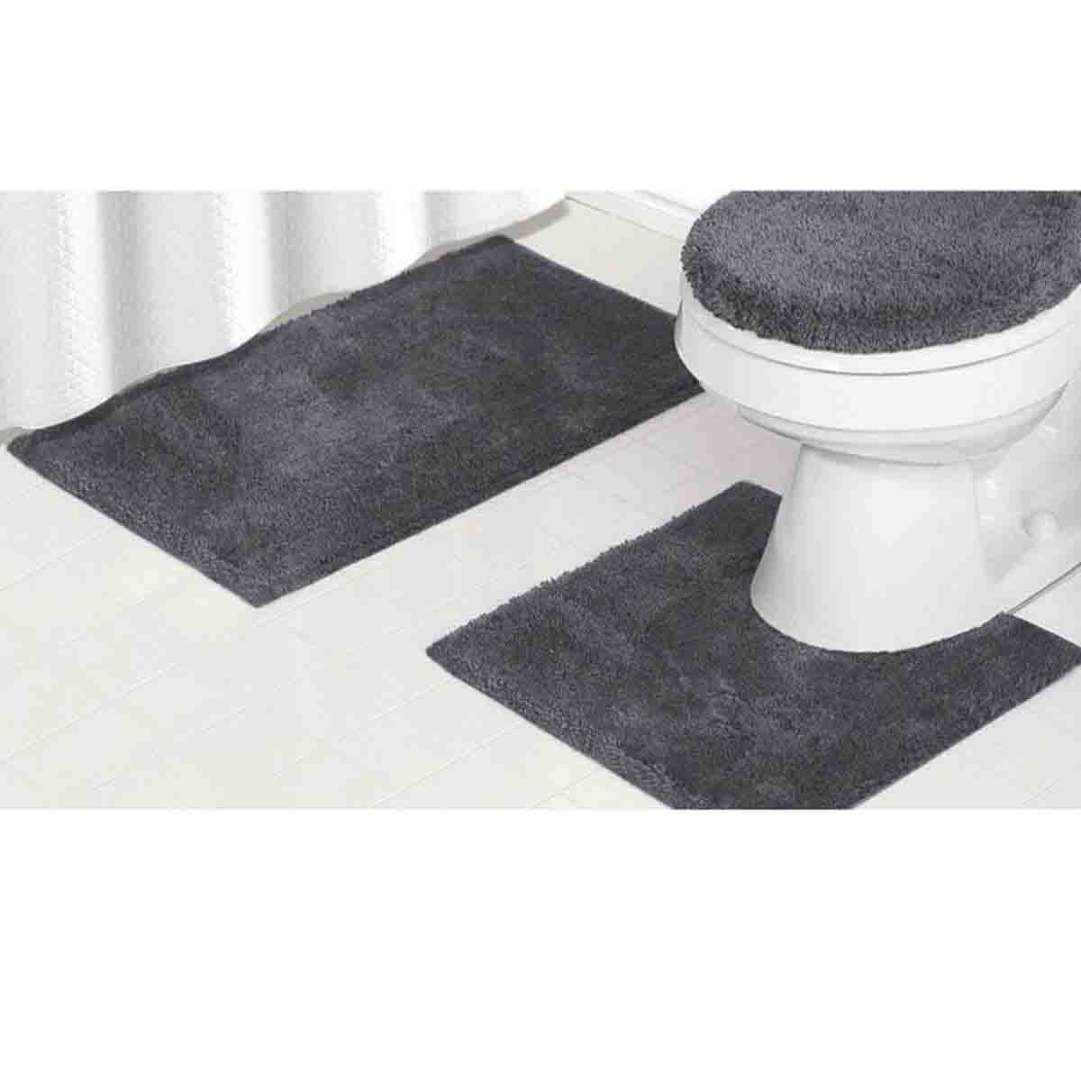 LE SPA - 3pc Bath Mat Set With Latex Anti Slip Backing