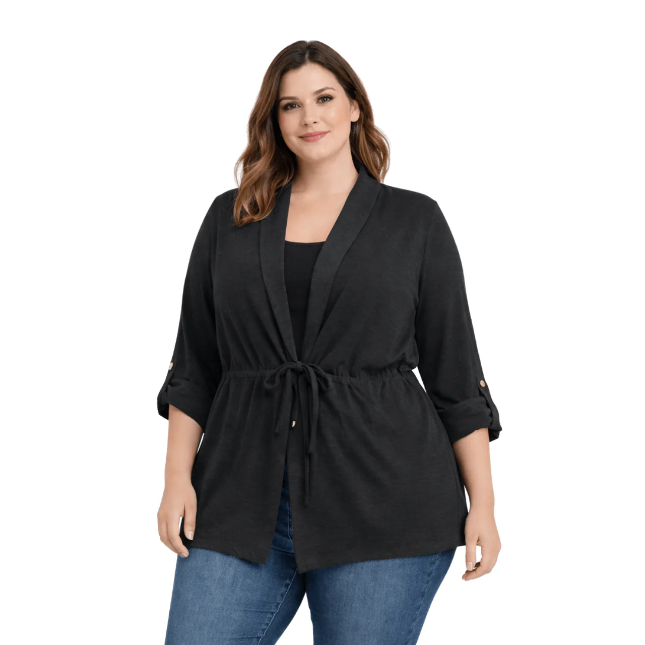 Lightweight Drawstring Waist Cardigan Jacket
