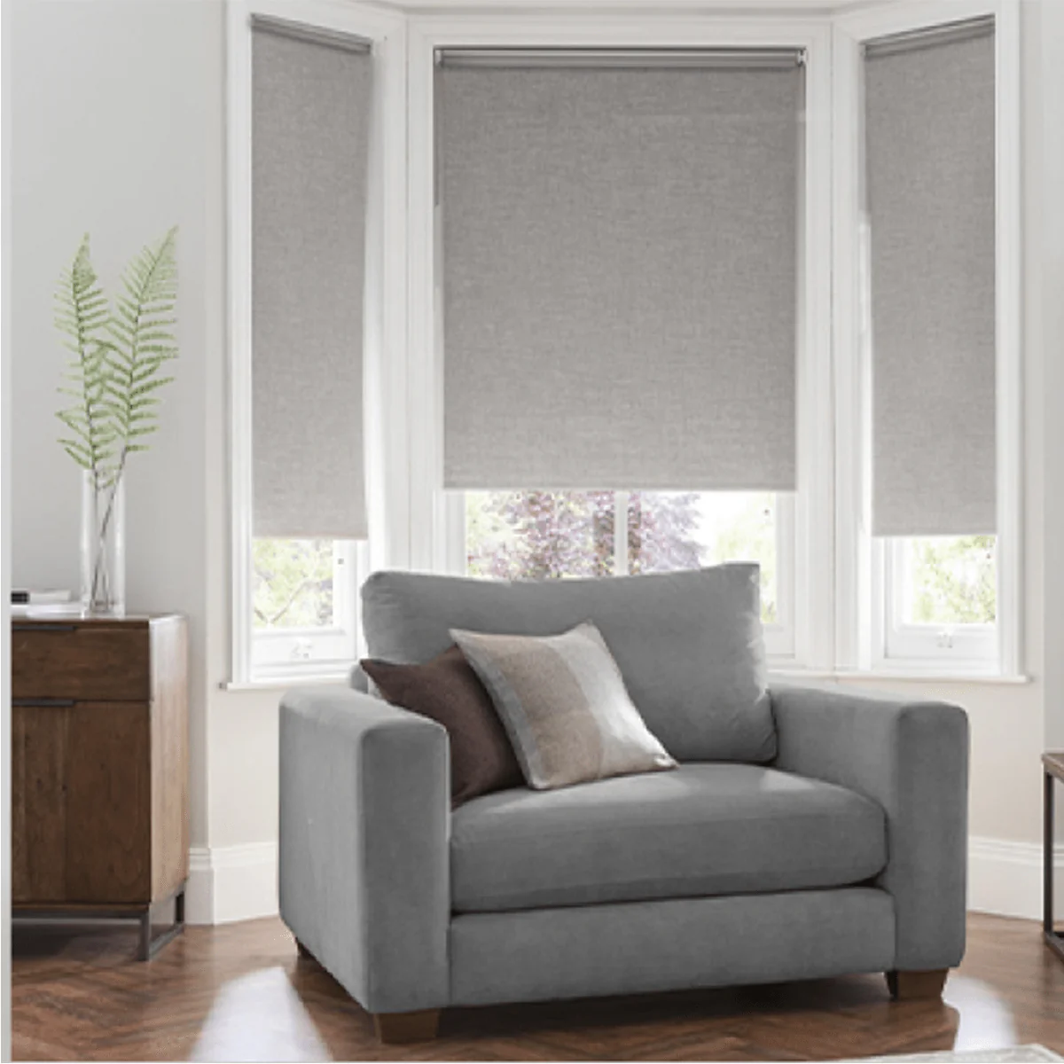Linen Look Blackout Roller Shades | Grey - Image 11