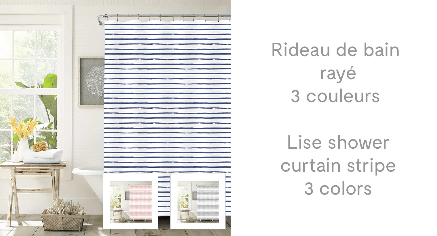 Lise Shower Curtain Stripe 70X72 ASST - Image 2