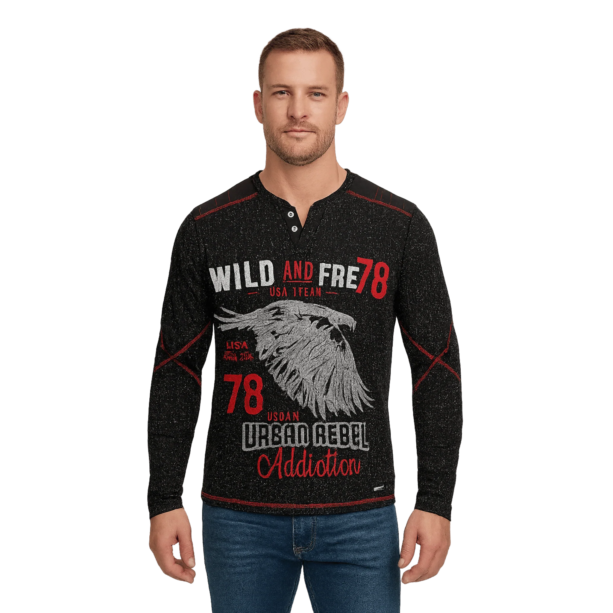 Long-Sleeve Graphic Biker-Inspired T-Shirt - Image 3