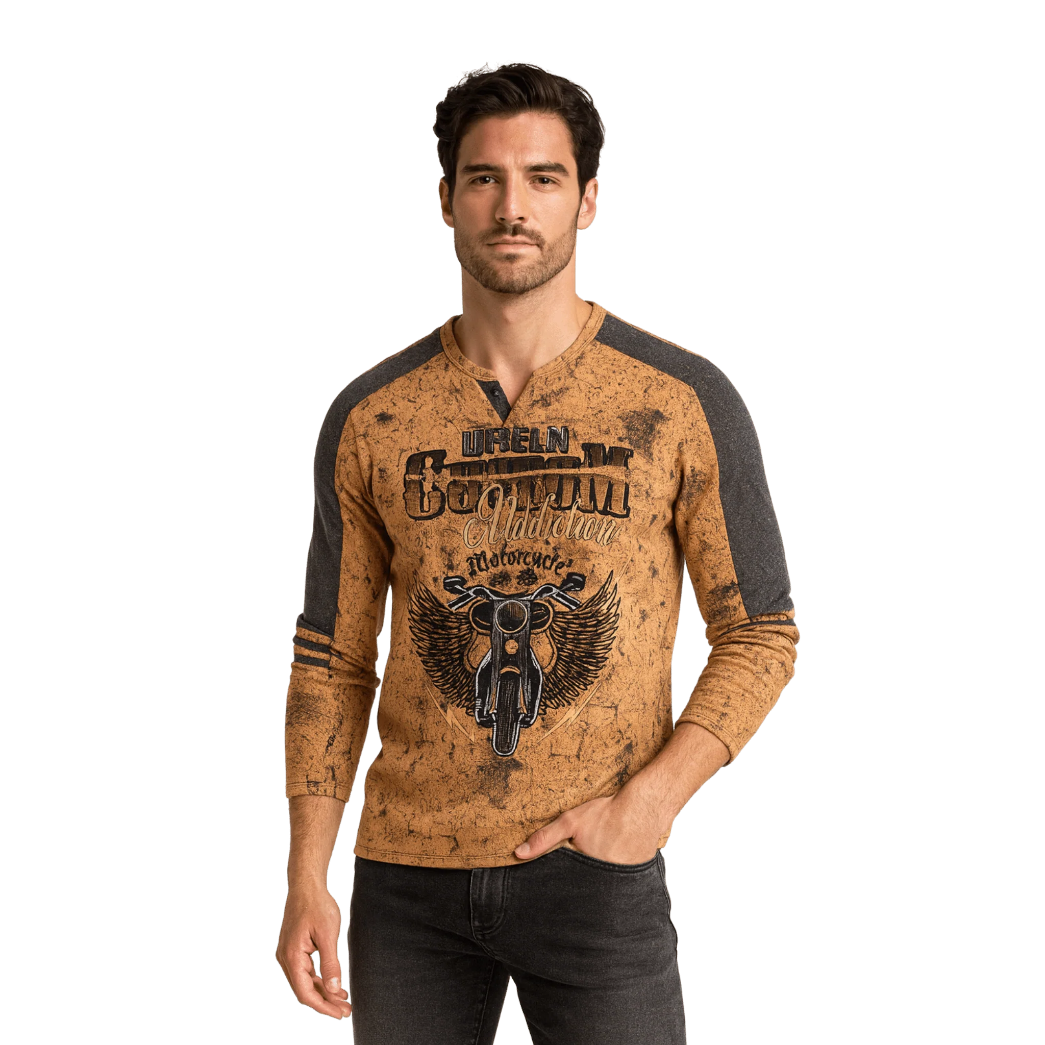 Long-Sleeve Graphic Biker-Inspired T-Shirt - Image 7