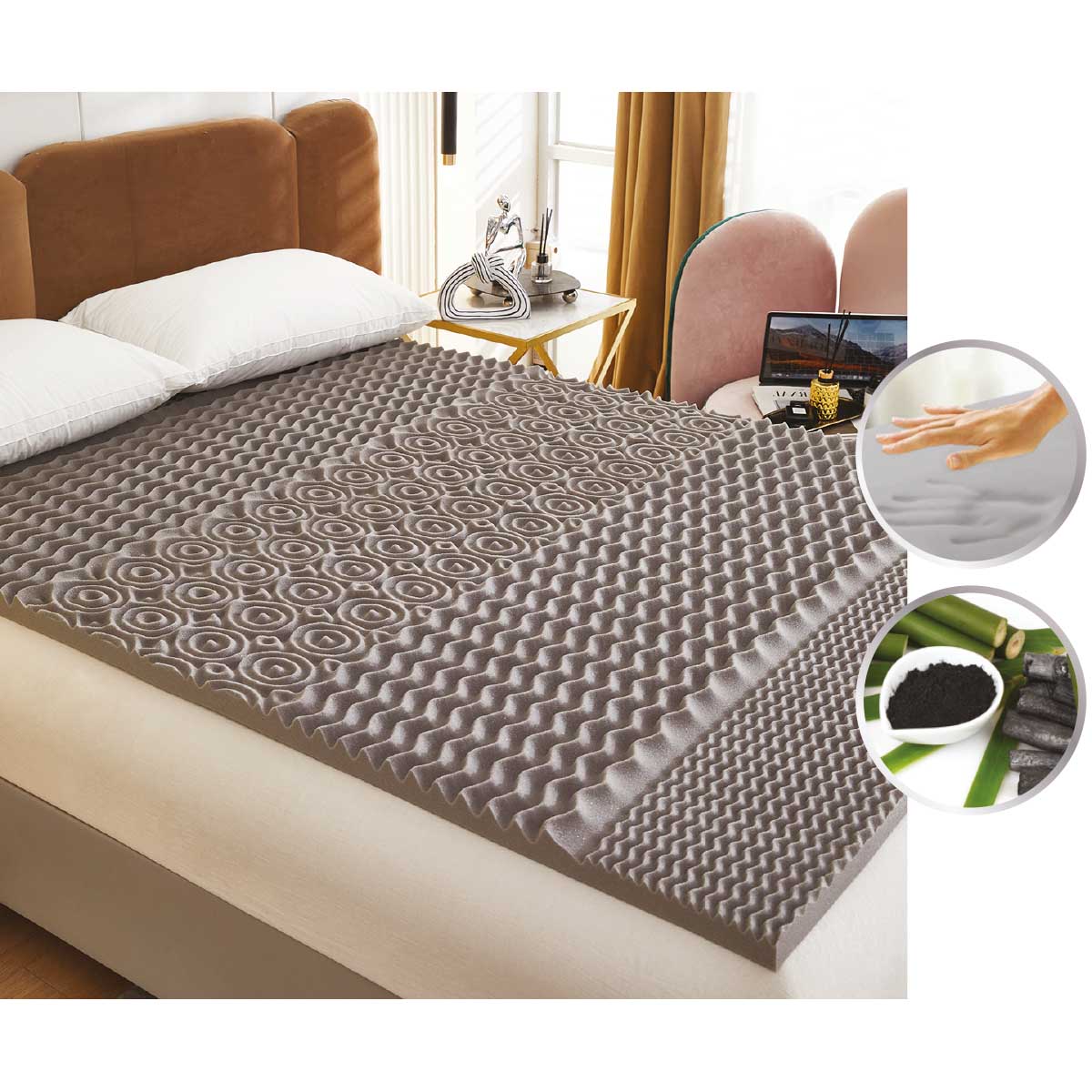 Maison Blanche - Charcoal Memory Foam Mattress Topper - Image 4