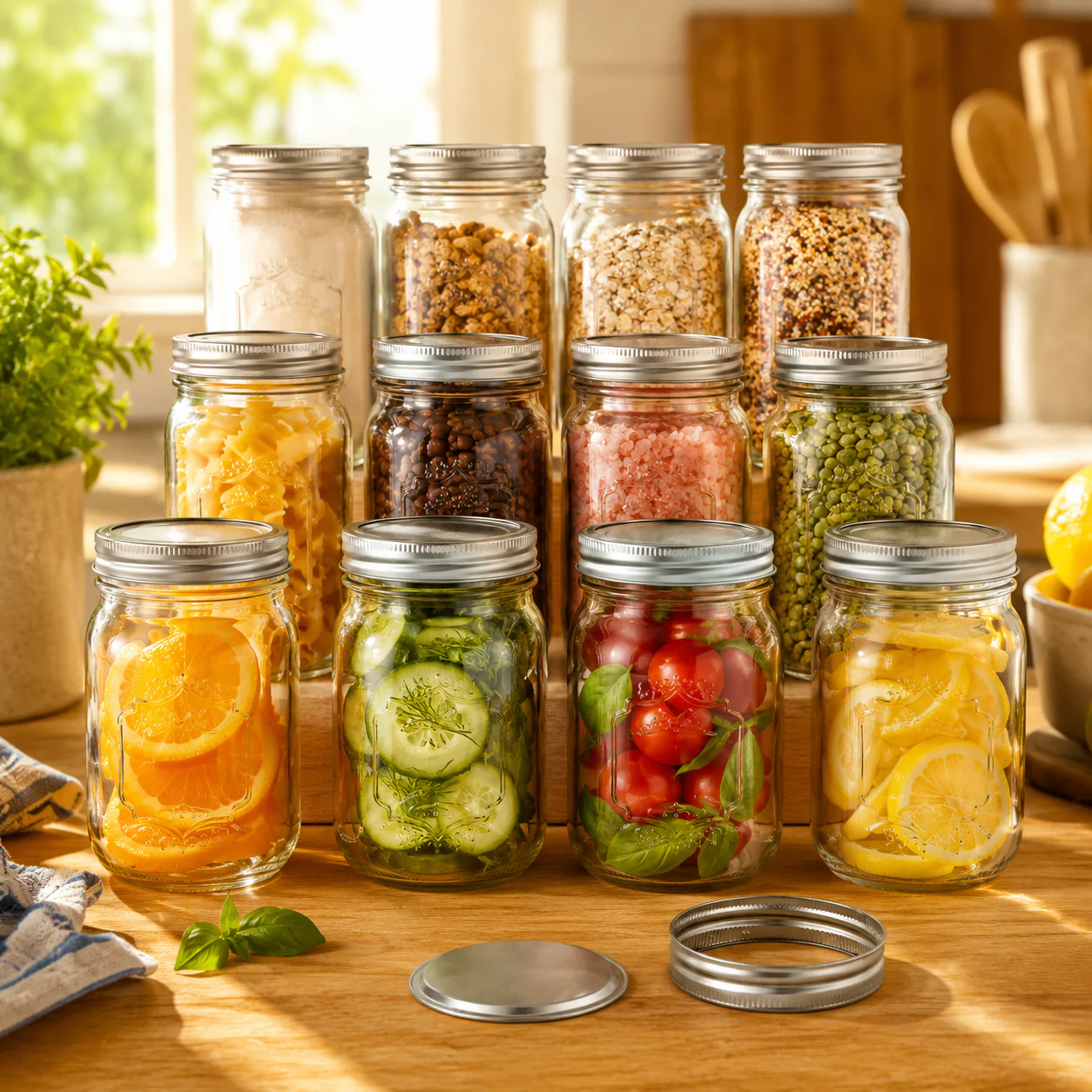 Mason Jar Set with 2-Piece Lids – 1000 ml – Set of 12