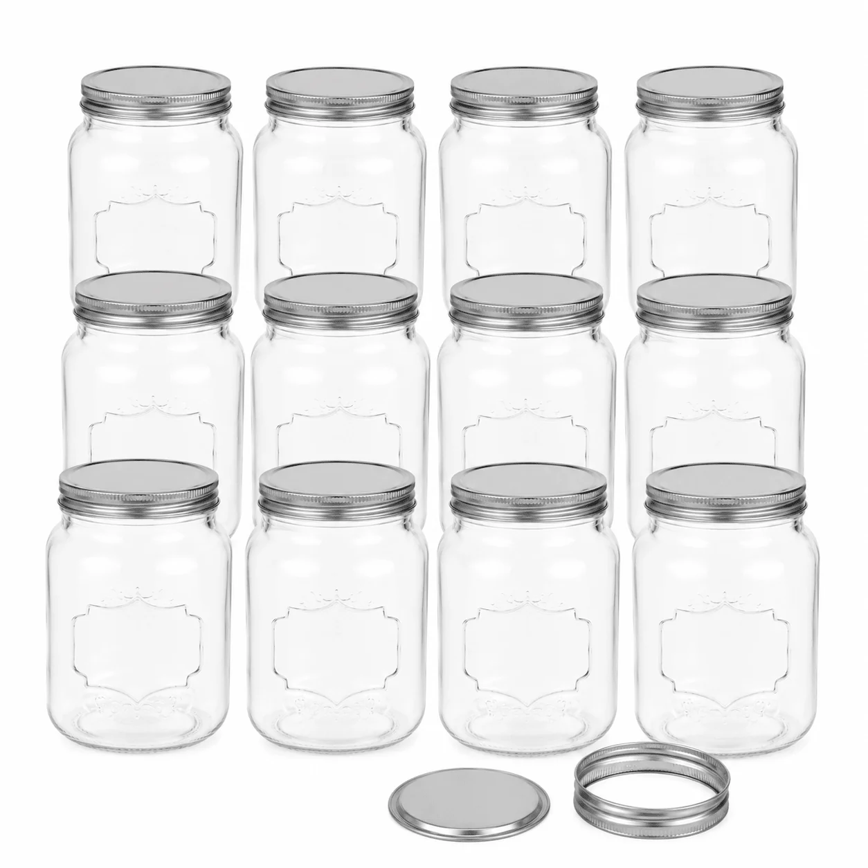 Mason Jar Set with 2-Piece Lids – 1000 ml – Set of 12 - Image 2