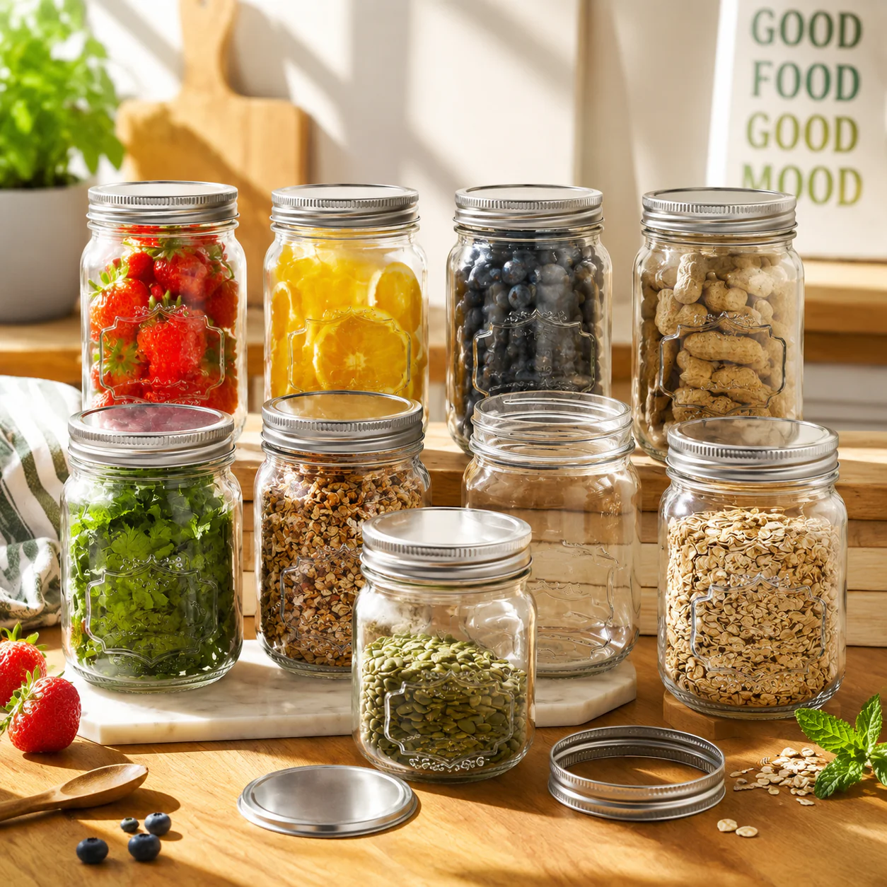 Mason Jar Set with 2-Piece Lids – 250 ml – Set of 12