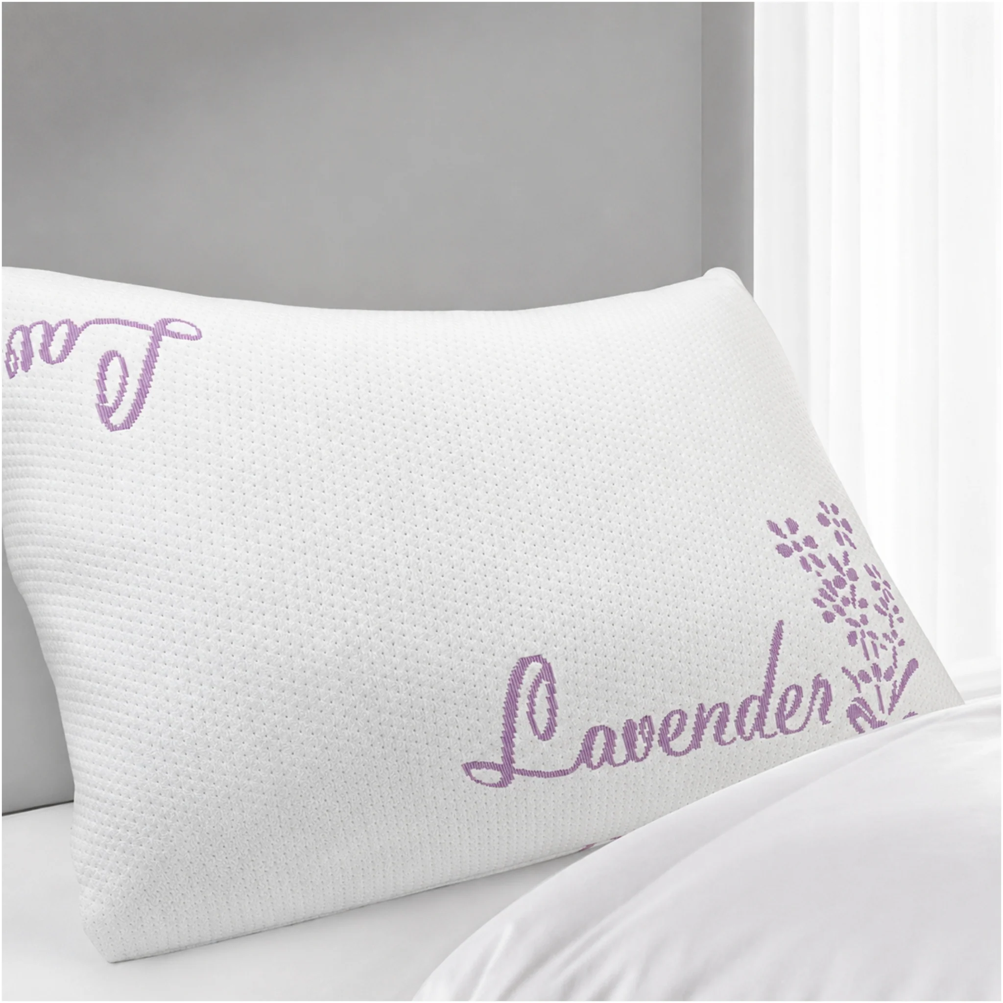 Memory Foam Pillow with Lavender Cover - Image 2
