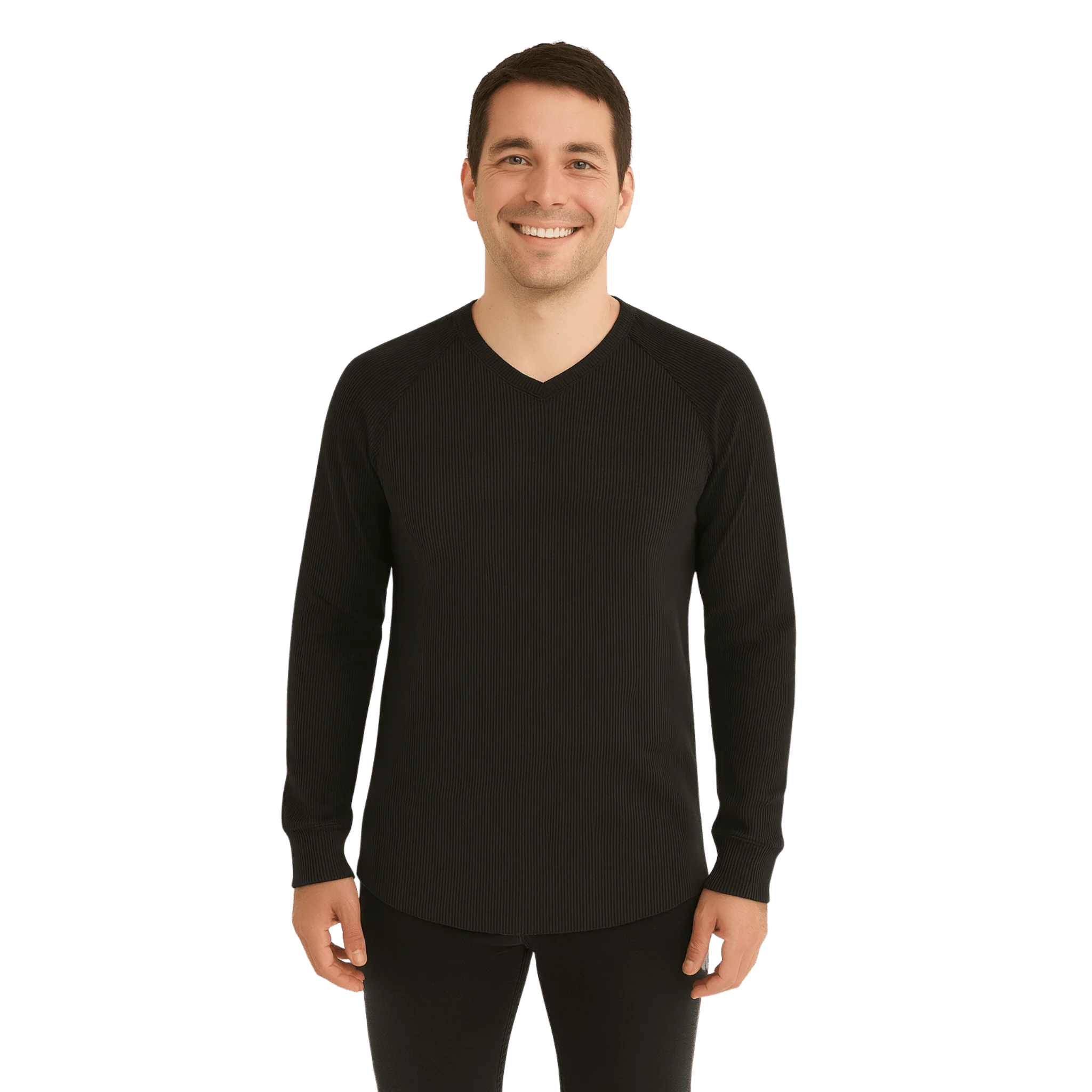 Men’s Ribbed Long-Sleeve V-Neck Top - Image 5
