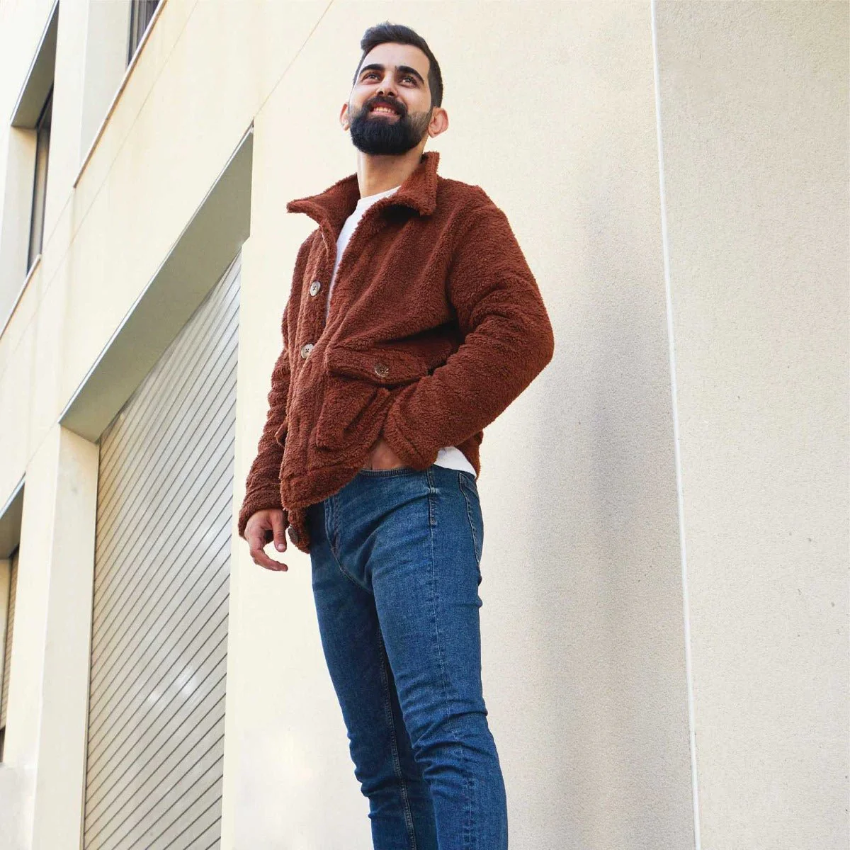Men's Sherpa Jacket-brown