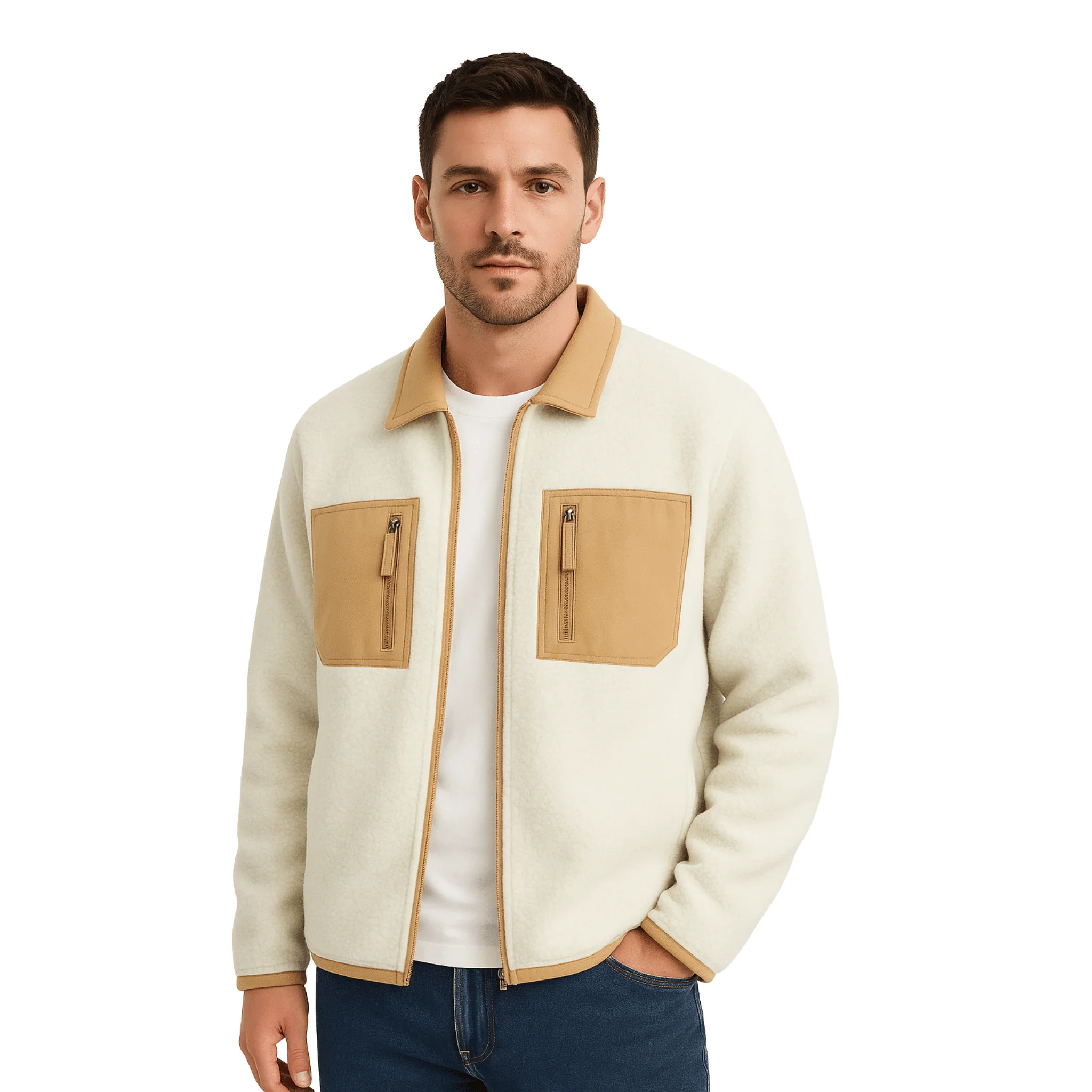 Men’s Two-Tone Fleece Zip Jacket