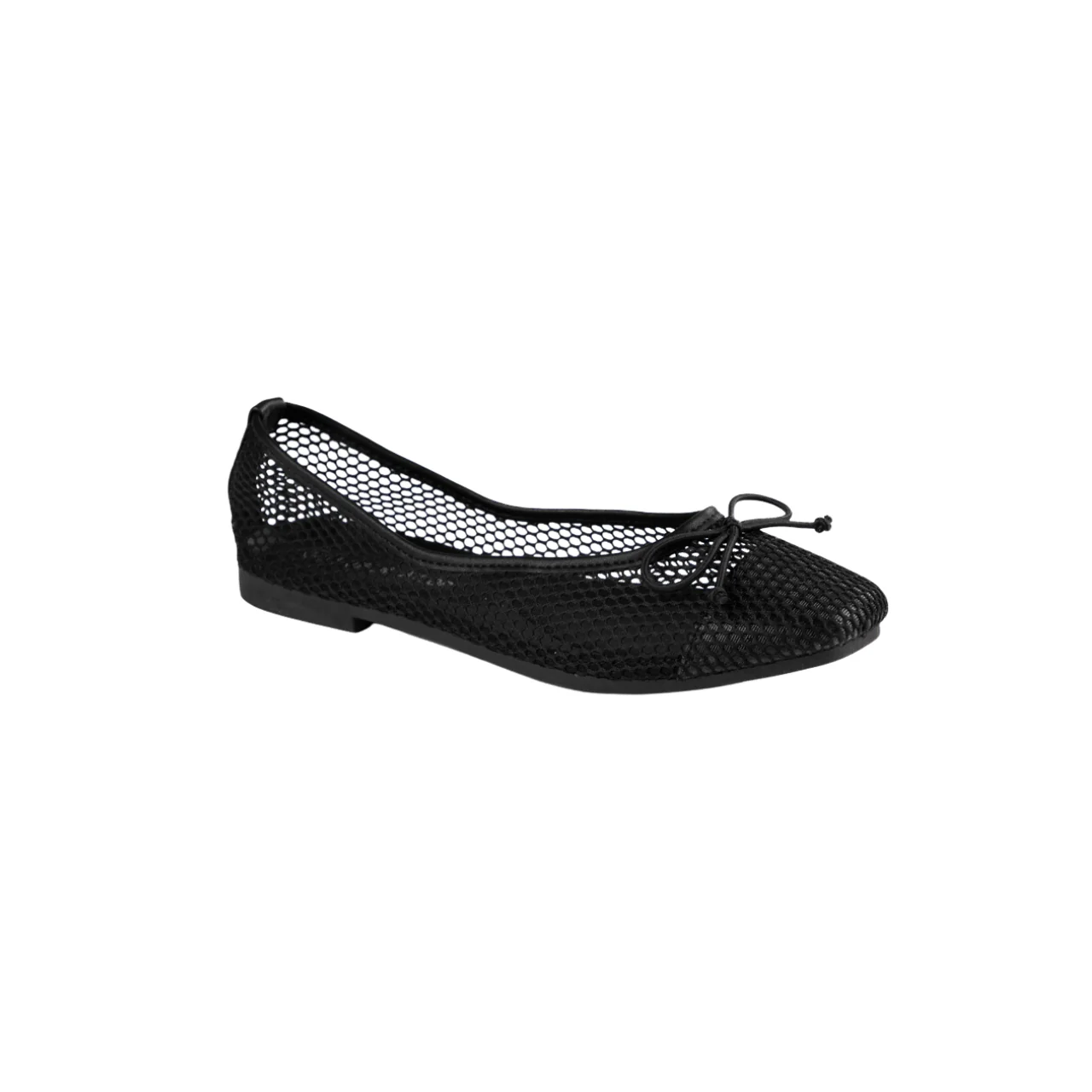 Mesh Ballet Flats with Bow Detail