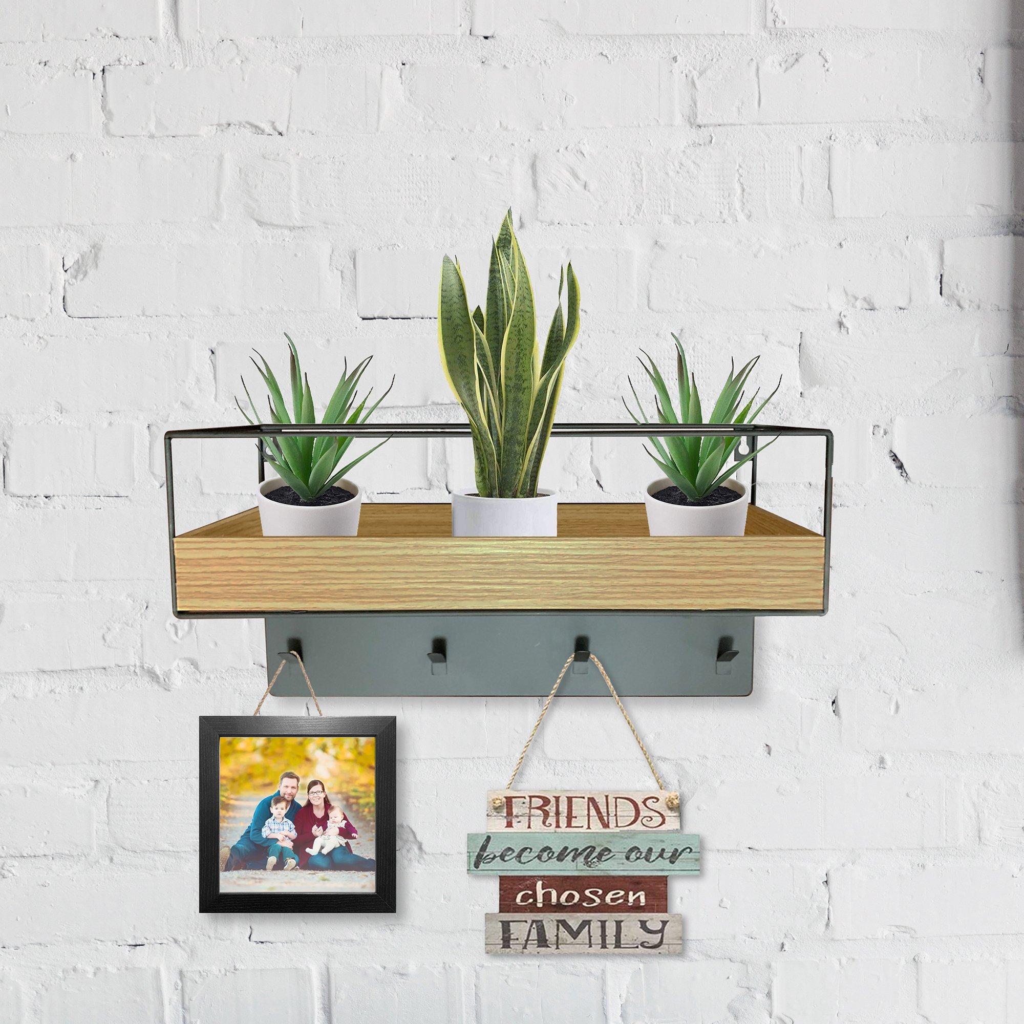Metal Shelf with Hooks