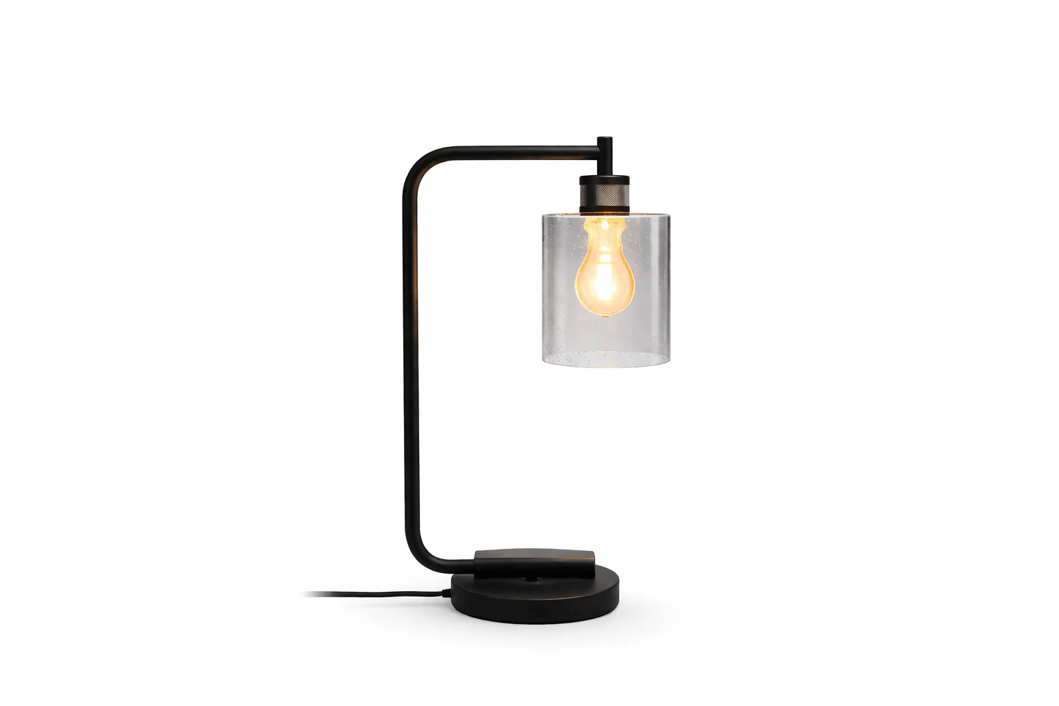Minimalist Black Desk Lamp with Glass Shade