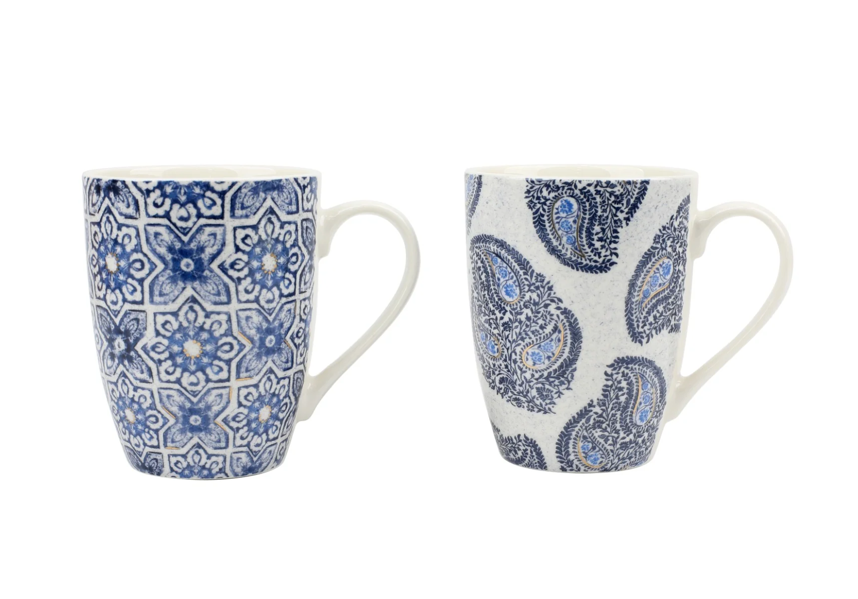 New Bone Mug 11oz Blue Tiles Asst Decals