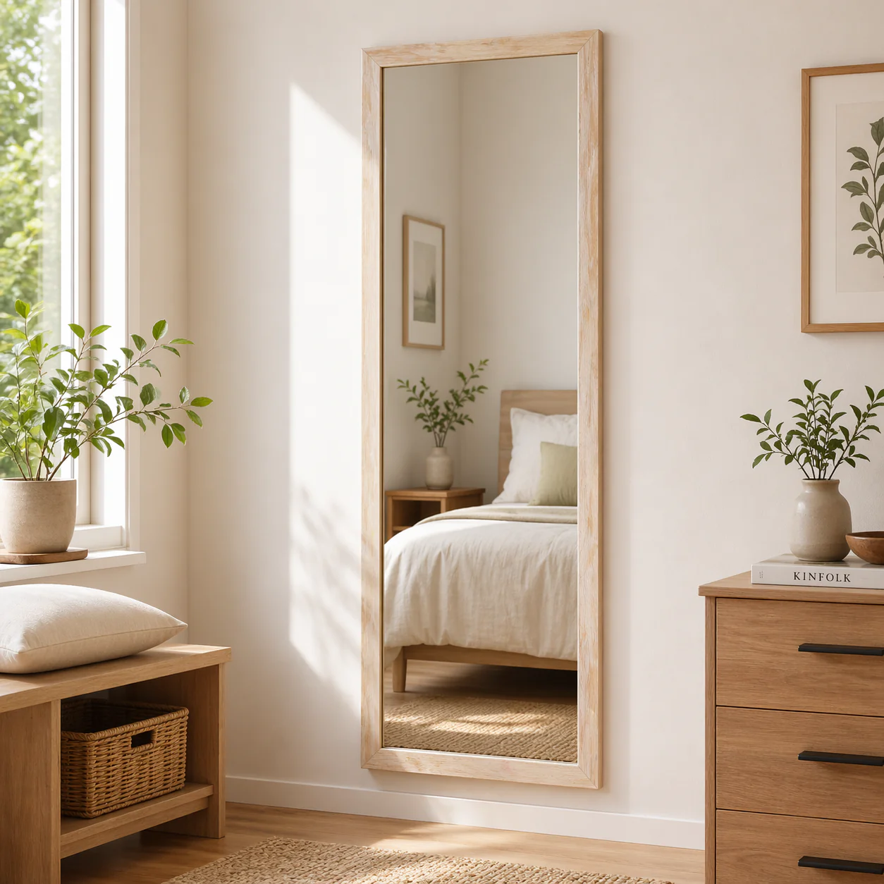 Over-the-Door Hanging Mirror – Wooden Frame (30 x 120 cm) - Image 3