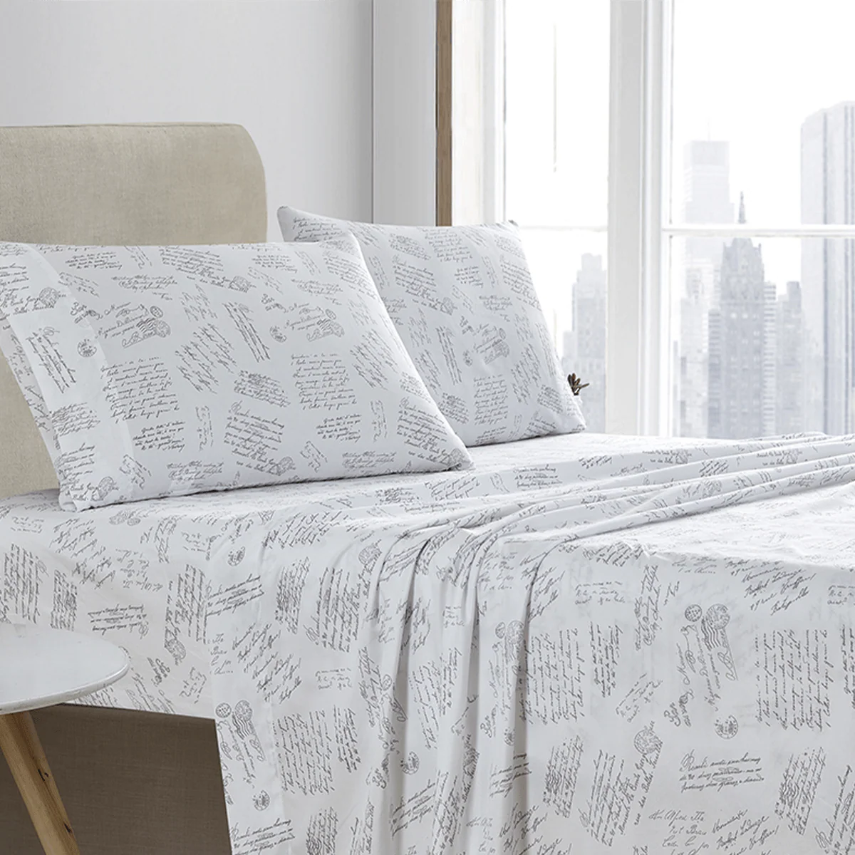 PARIS MAP Microfiber Sheet Set- White - Image 5