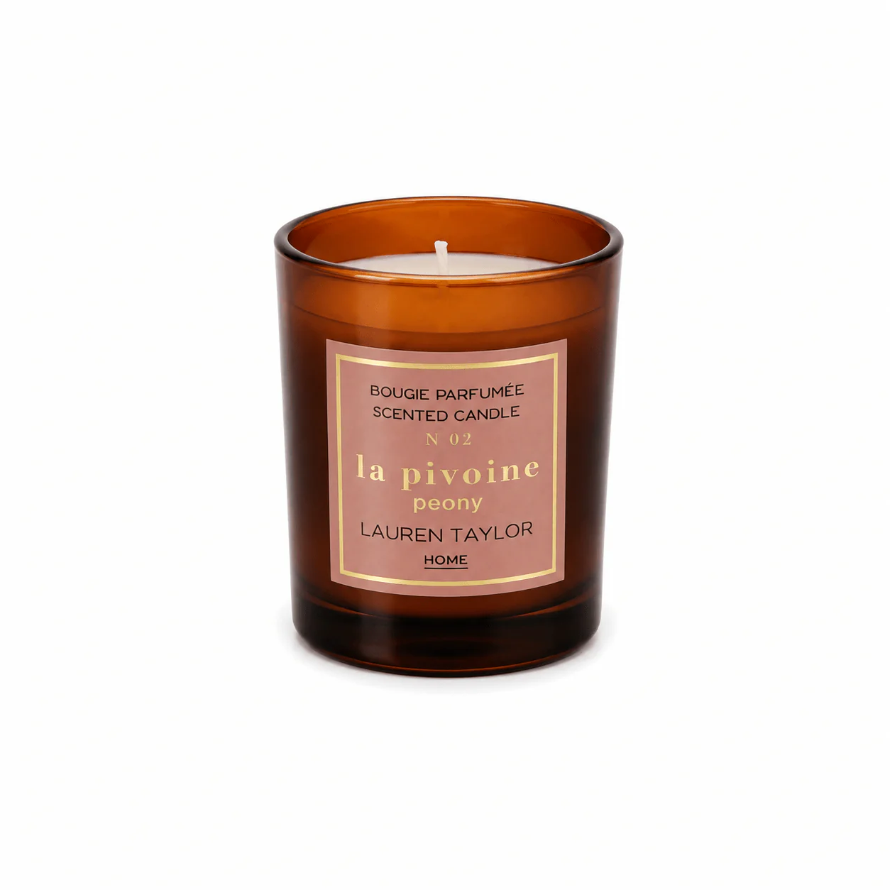Peony Scented Candle in Amber Glass