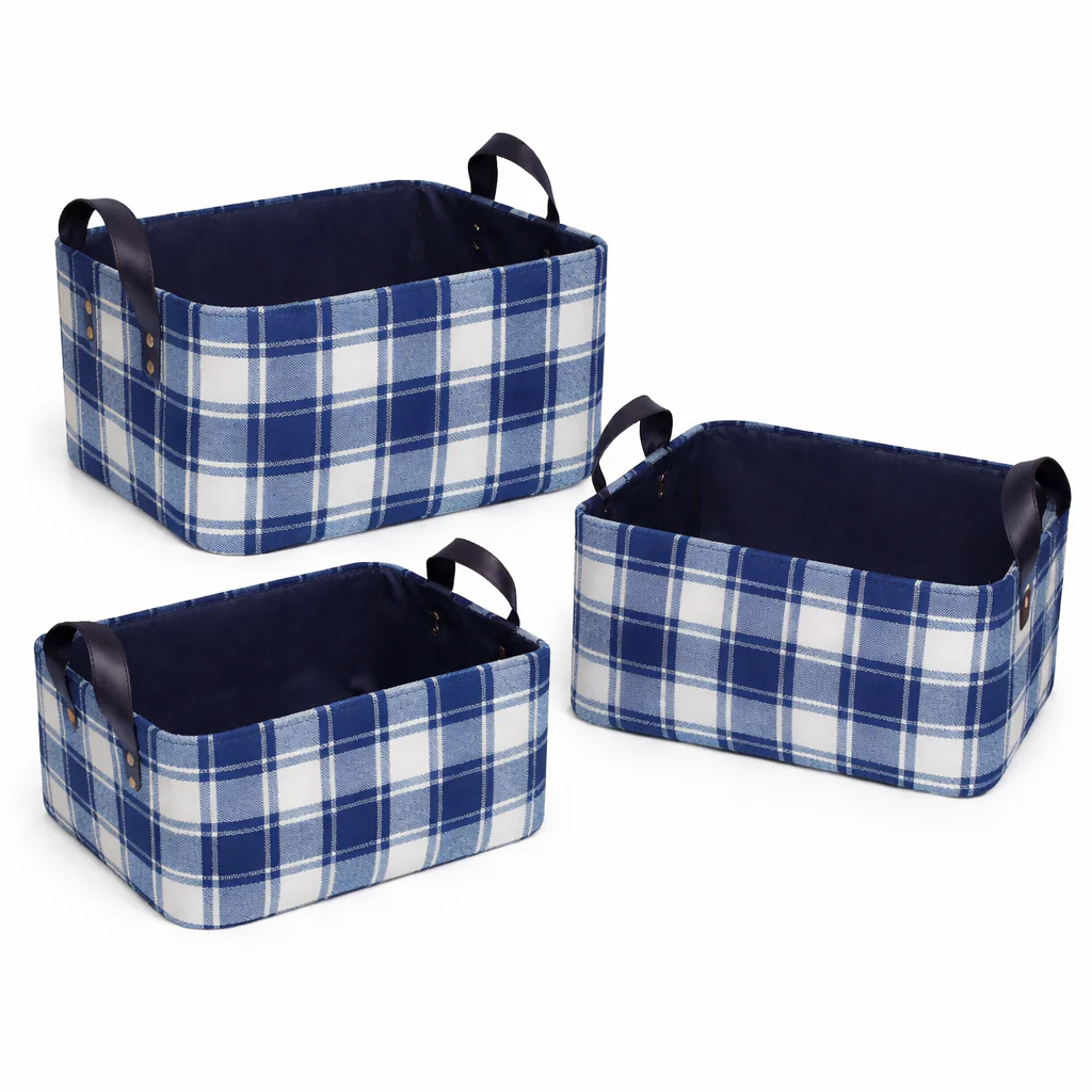 Plaid Fabric Basket - Image 3