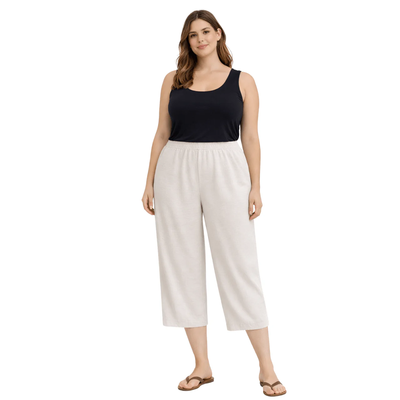 Plus Size Cropped Wide-Leg Pants