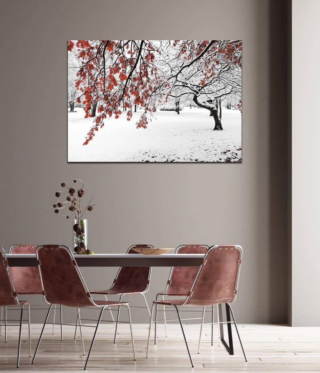 Printed Canvas 70 x 100 cm | Winter Tree with Red Leaves - Image 2