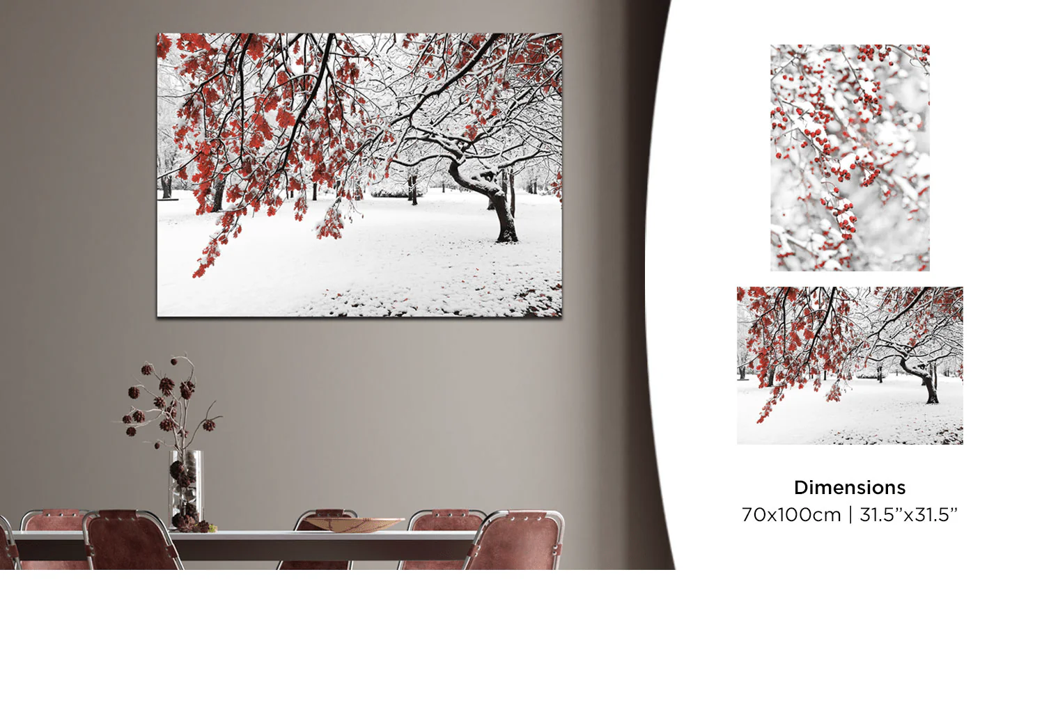 Printed Canvas 70 x 100 cm | Winter Tree with Red Leaves - Image 6