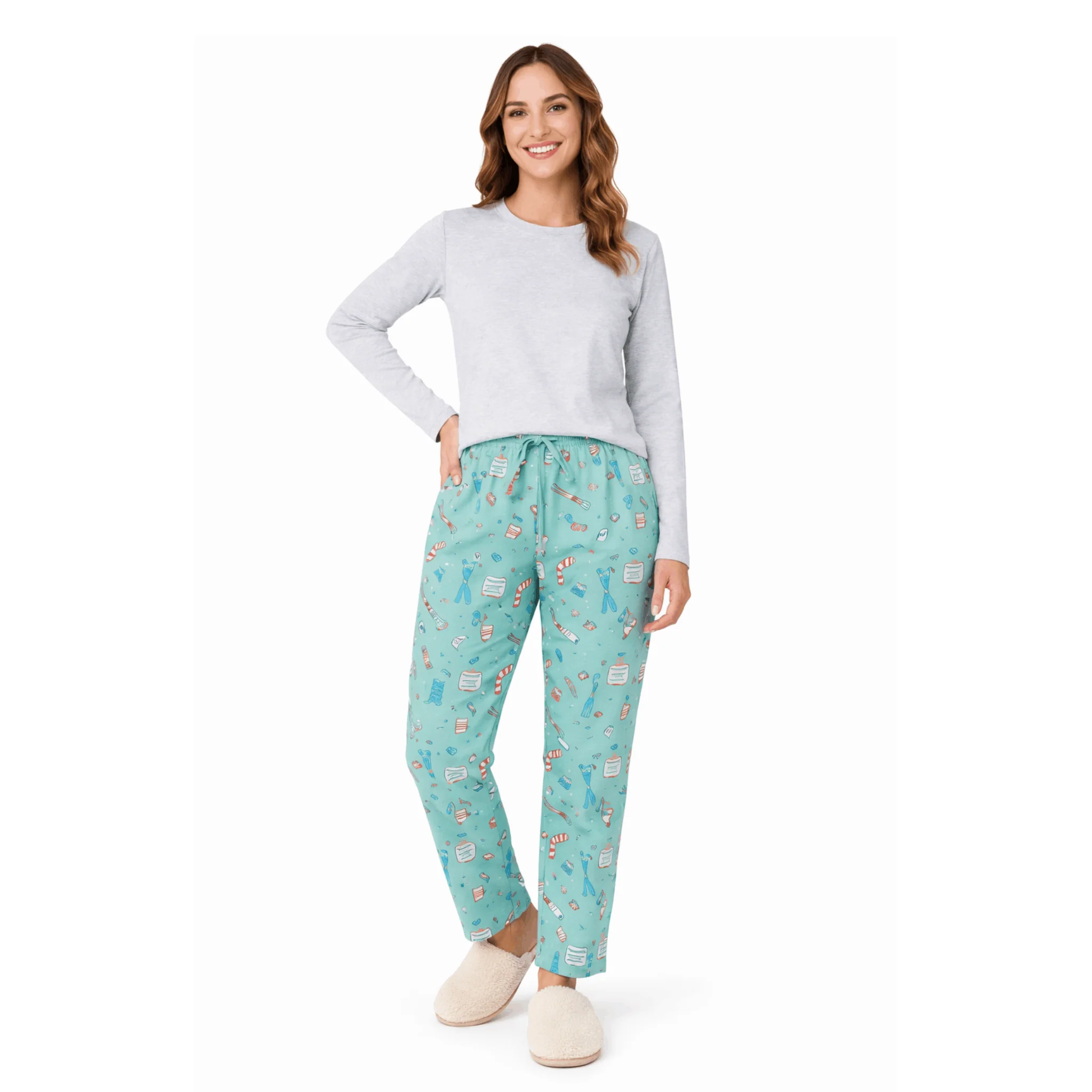 Printed Elastic-Waist Pajama Pants
