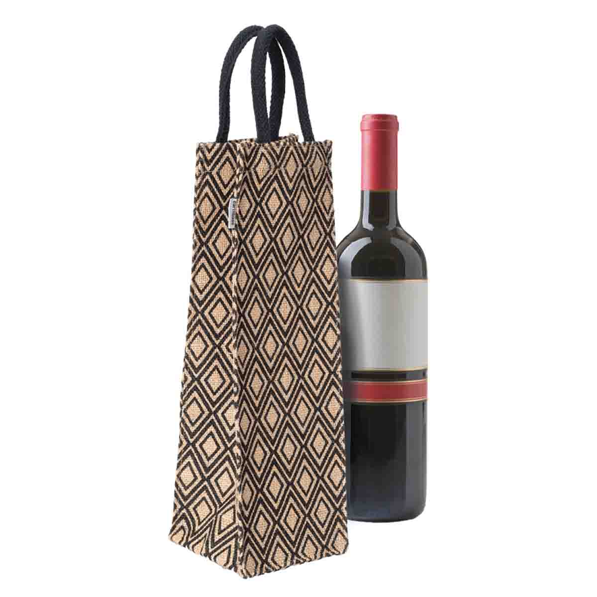 Printed Jute Wine Bags 4x4x14 In Asst - Image 3