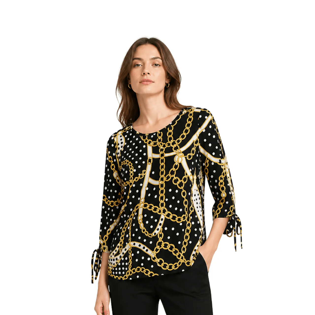 Printed Tie-Sleeve Knit Top - Image 2