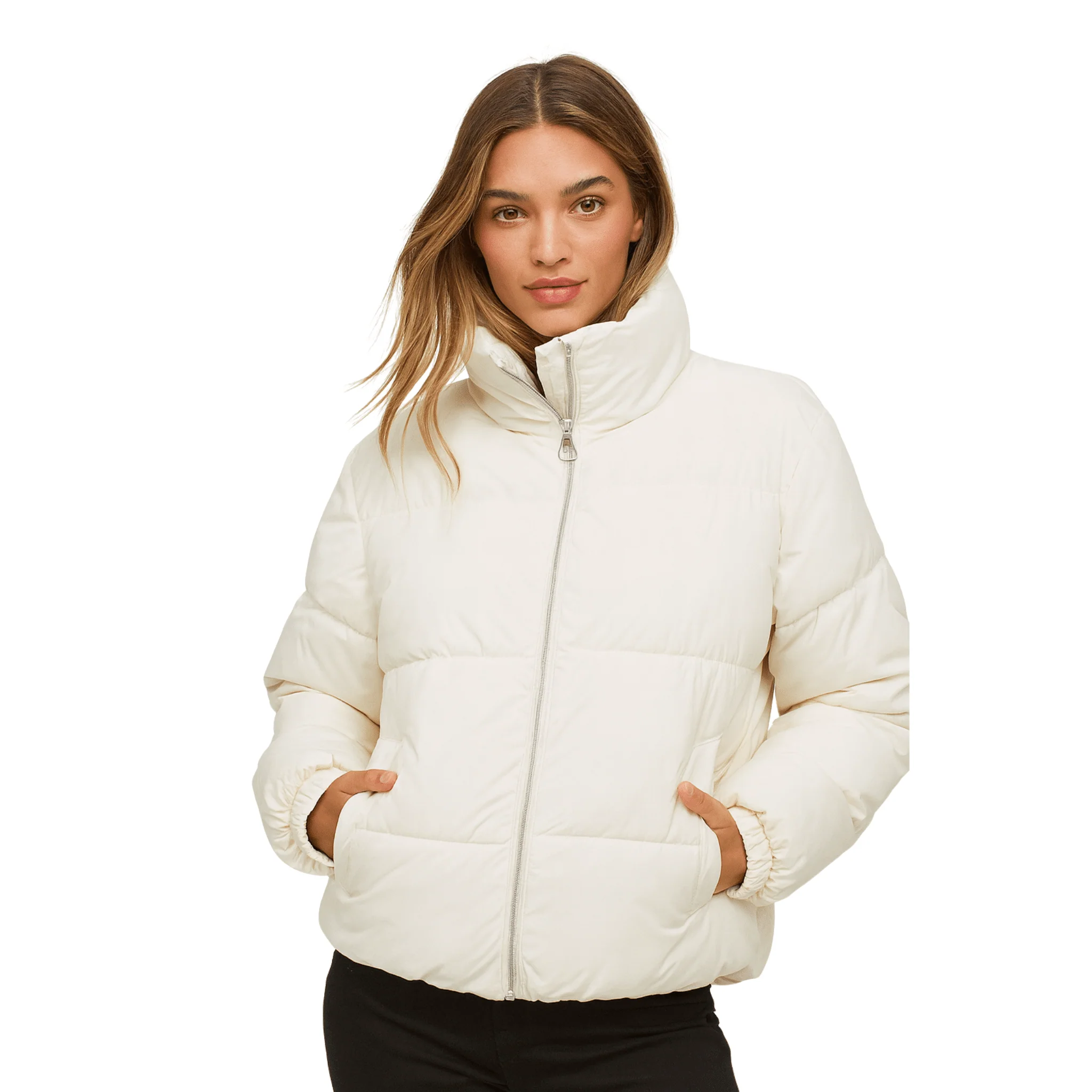 White High-Neck Puffer Jacket