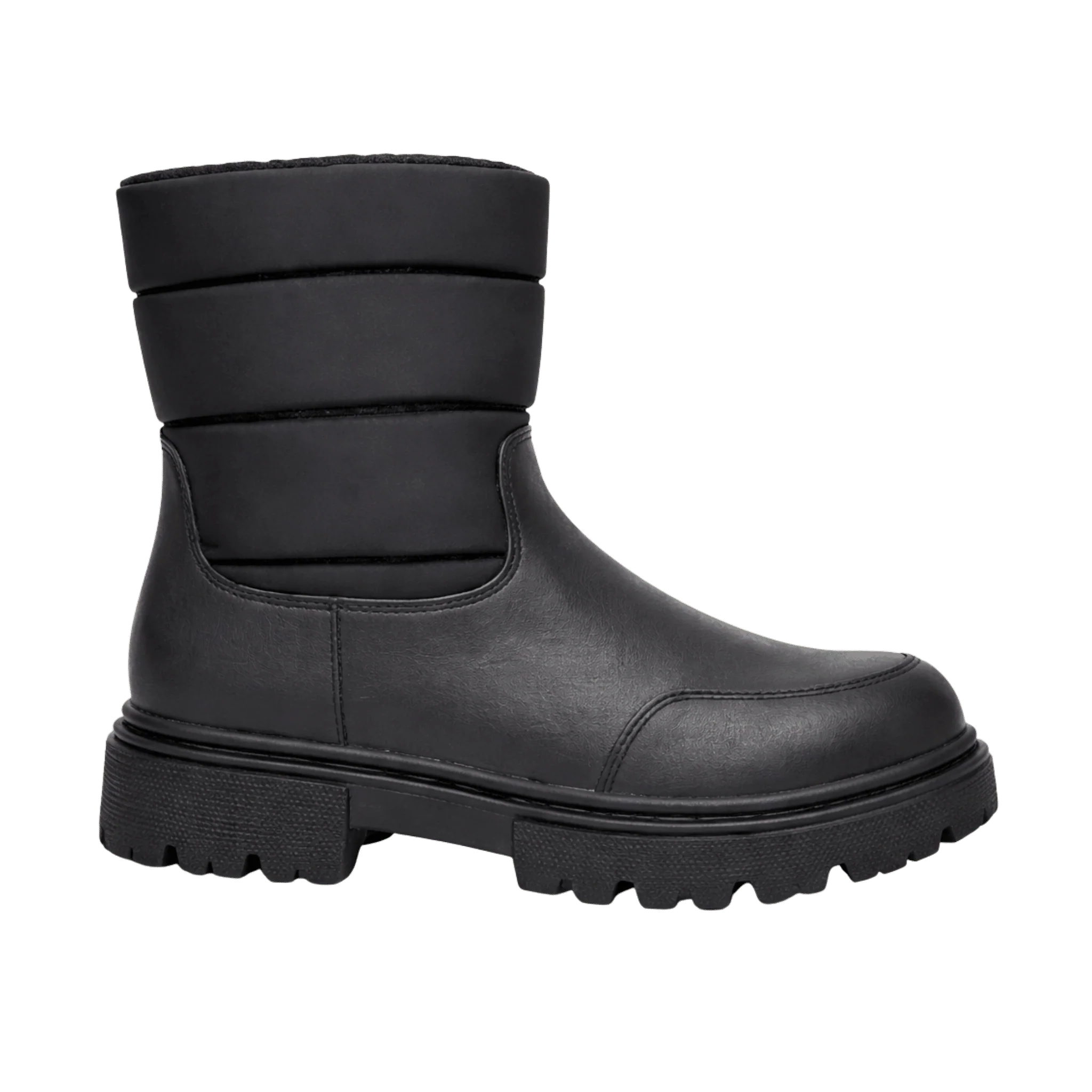 Quilted Short Winter Boot with Lug Sole