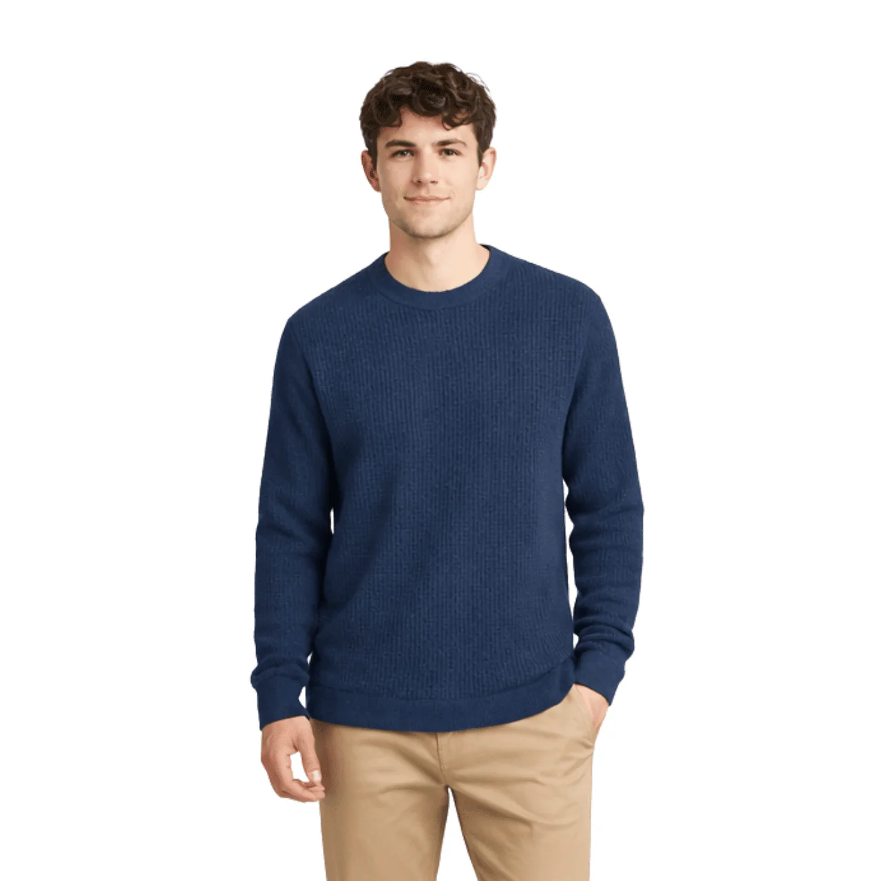 Ribbed Crew Neck Knit Sweater