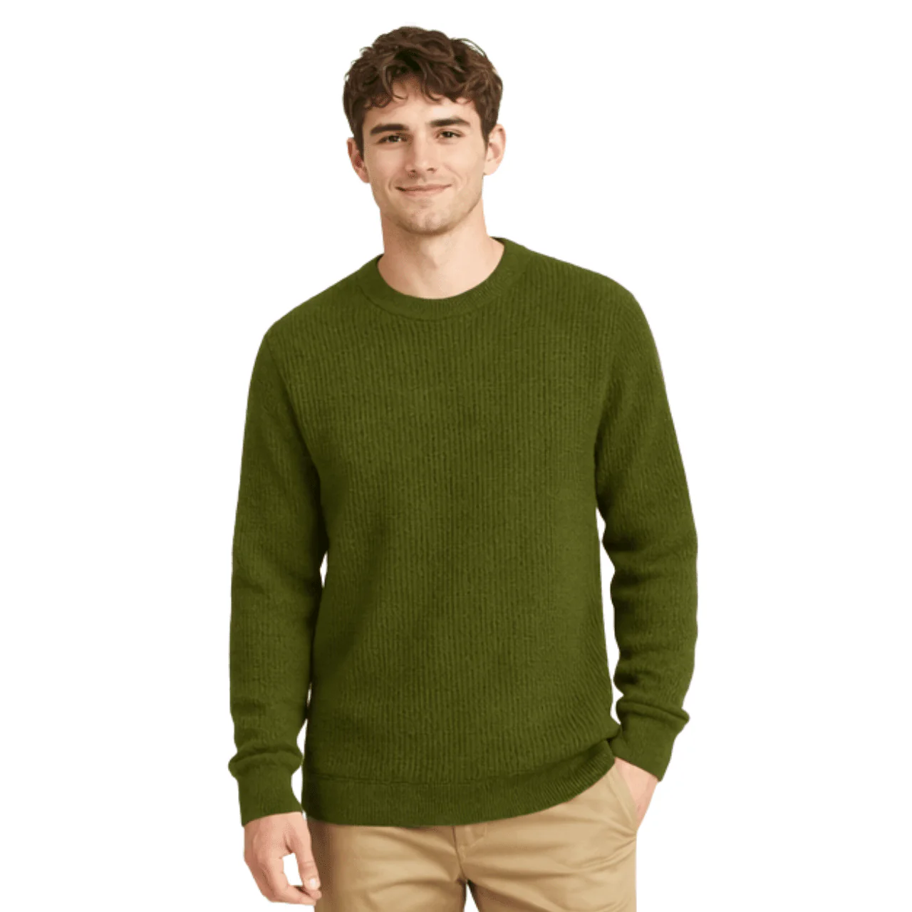 Ribbed Crew Neck Knit Sweater - Image 2
