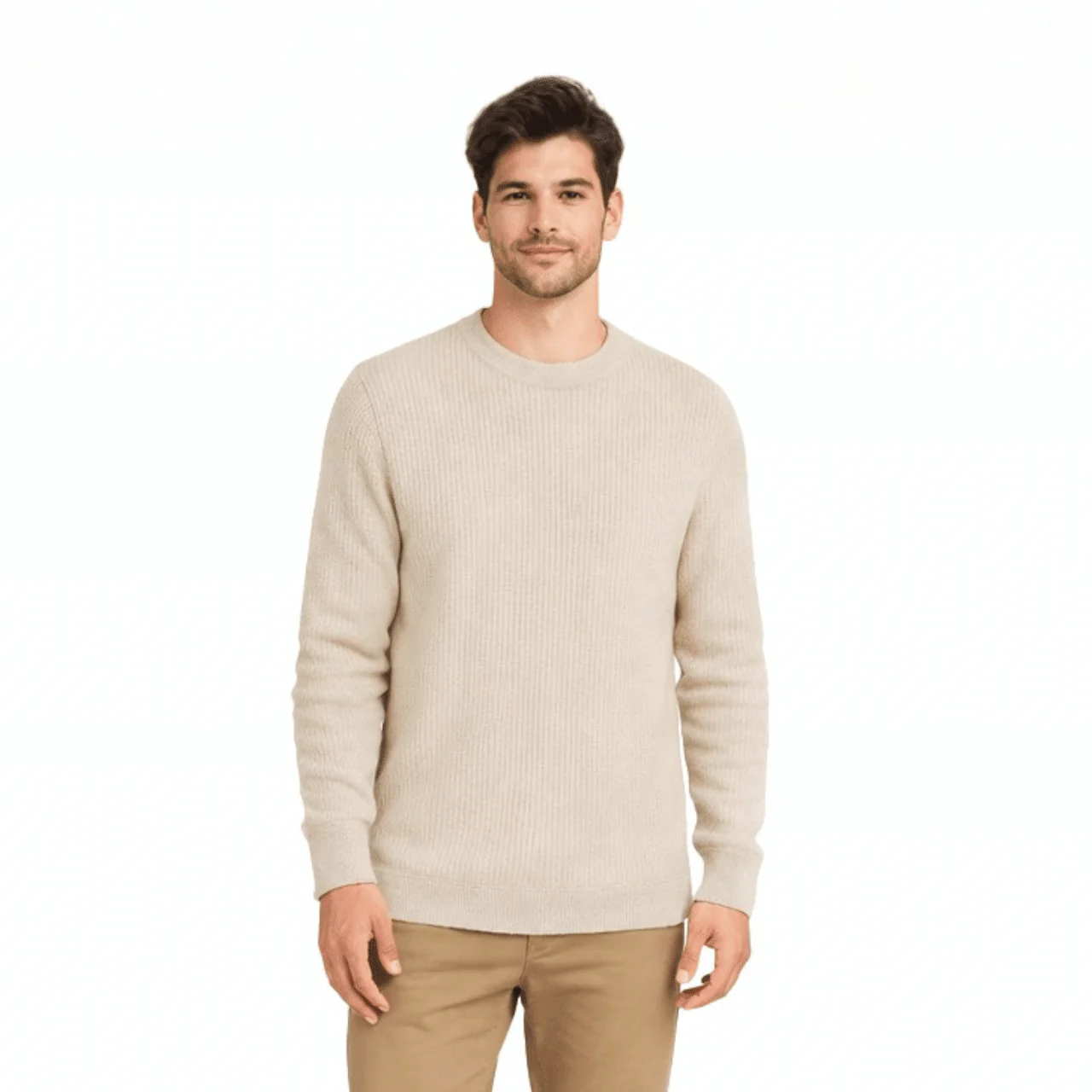 Ribbed Crew Neck Knit Sweater - Image 3
