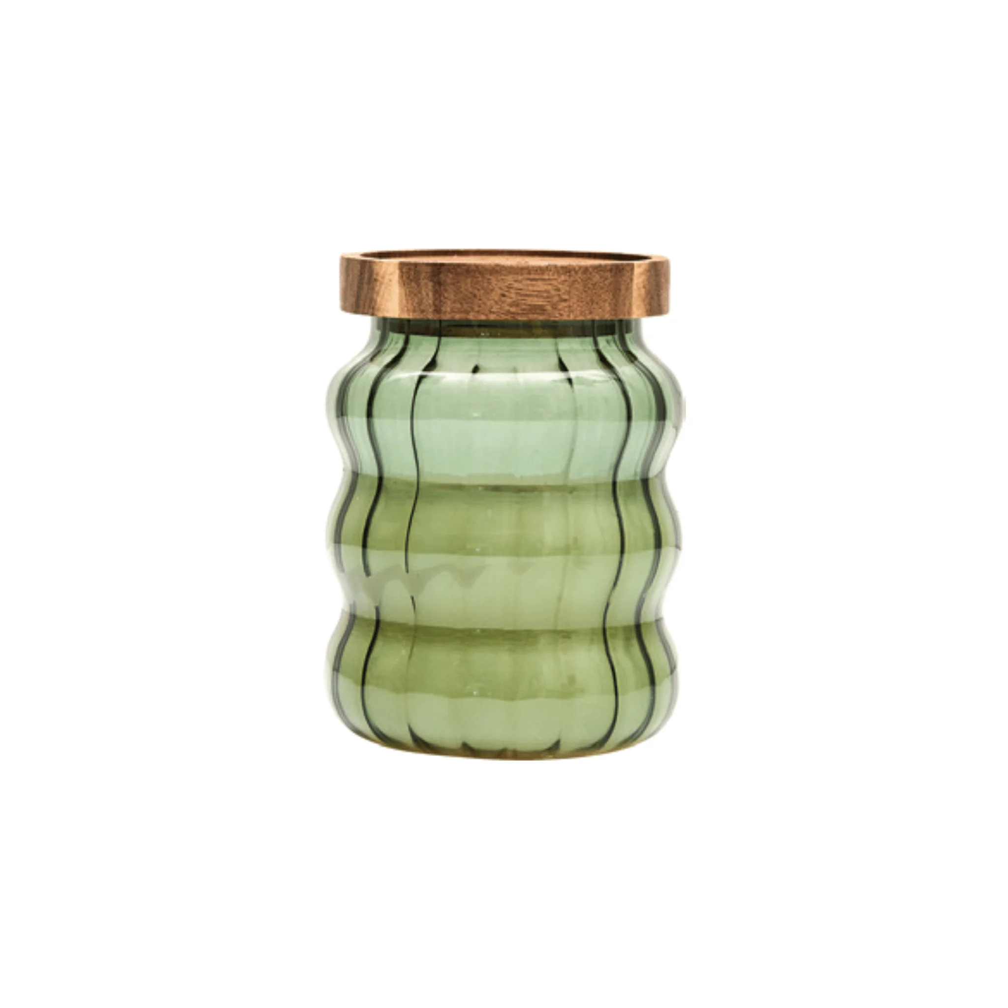 Ribbed Glass Scented Candle with Wooden Lid - Image 2
