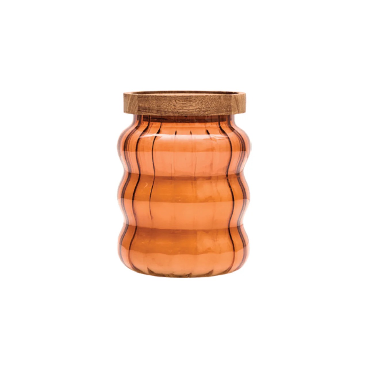 Ribbed Glass Scented Candle with Wooden Lid - Image 4