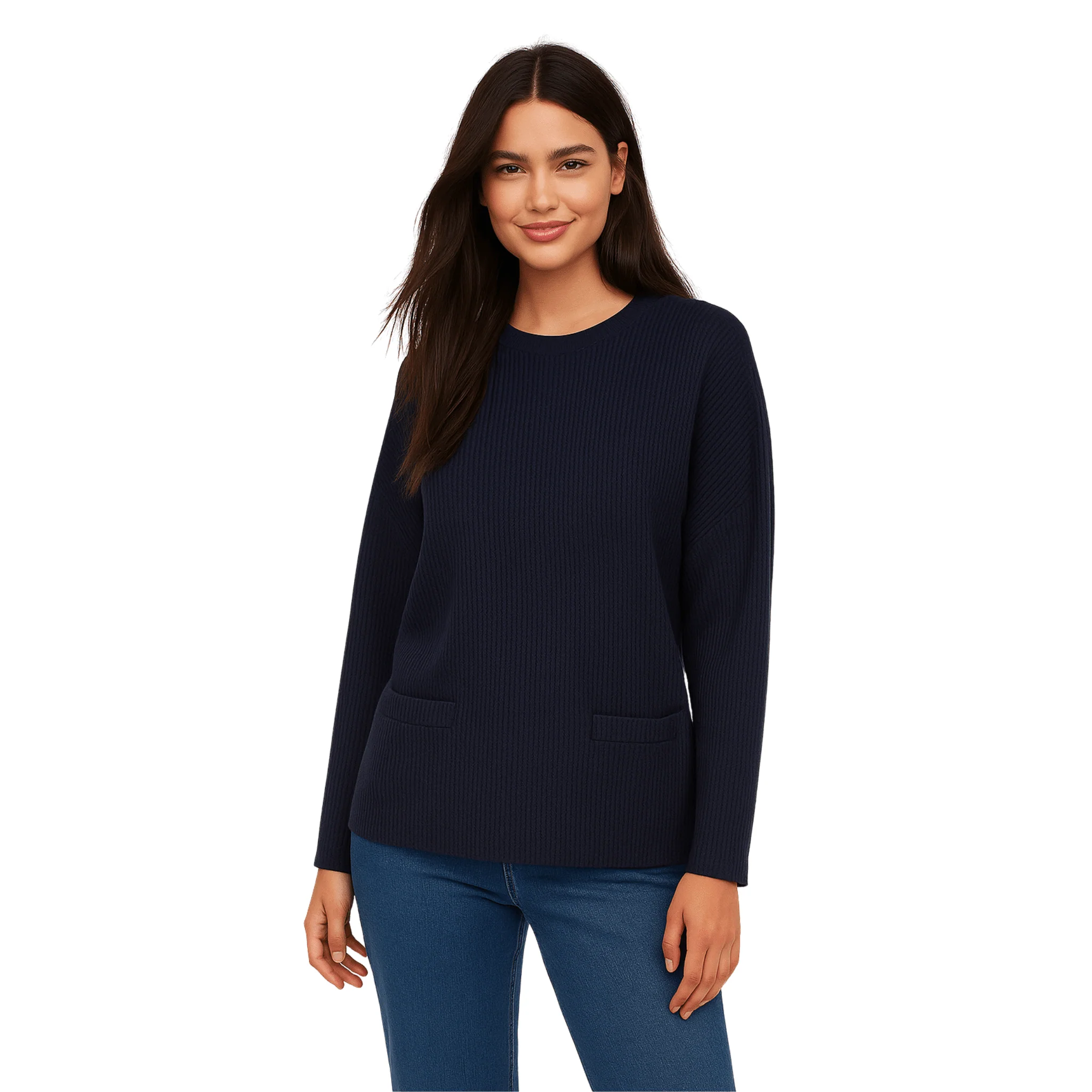 Ribbed Long-Sleeve Crewneck Top - Image 3