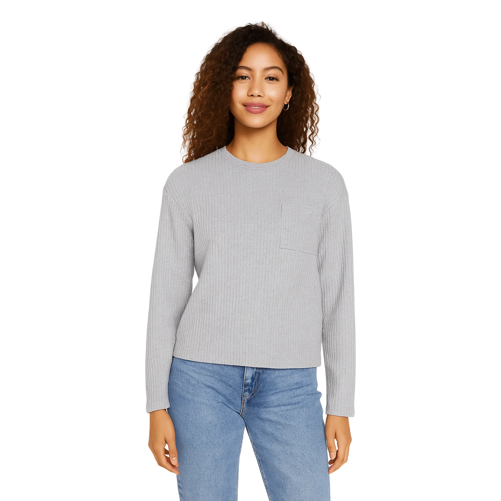 Ribbed Long-Sleeve Crewneck Top - Image 5