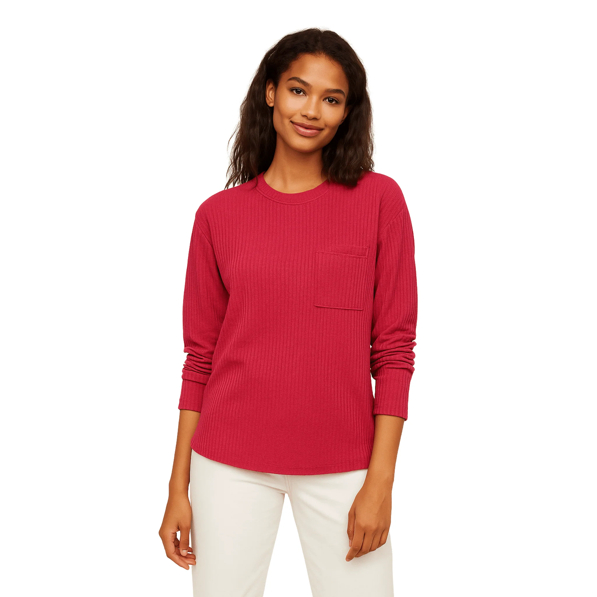 Ribbed Long-Sleeve Crewneck Top - Image 6