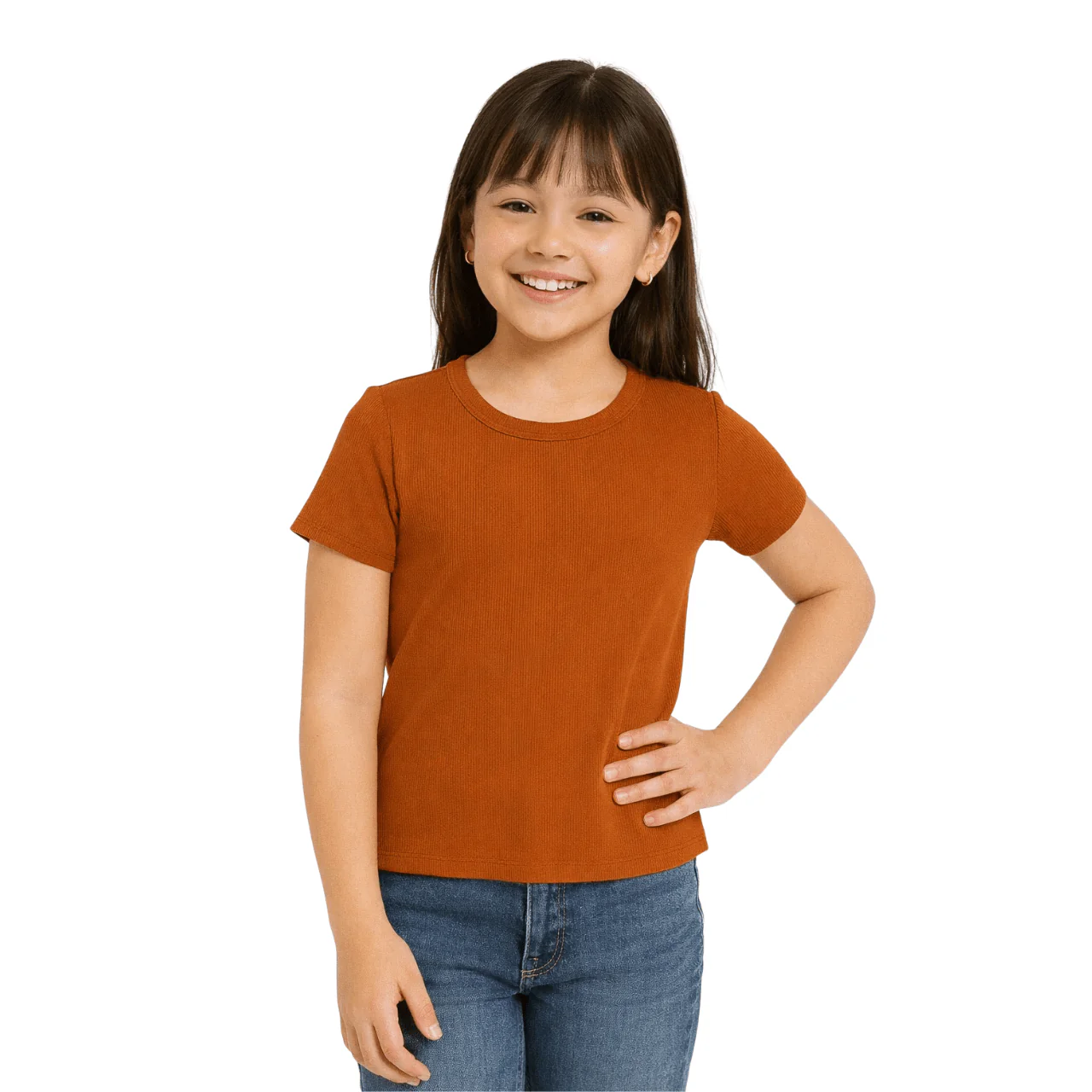 Ribbed Short Sleeve T-Shirt with Lettuce Trim