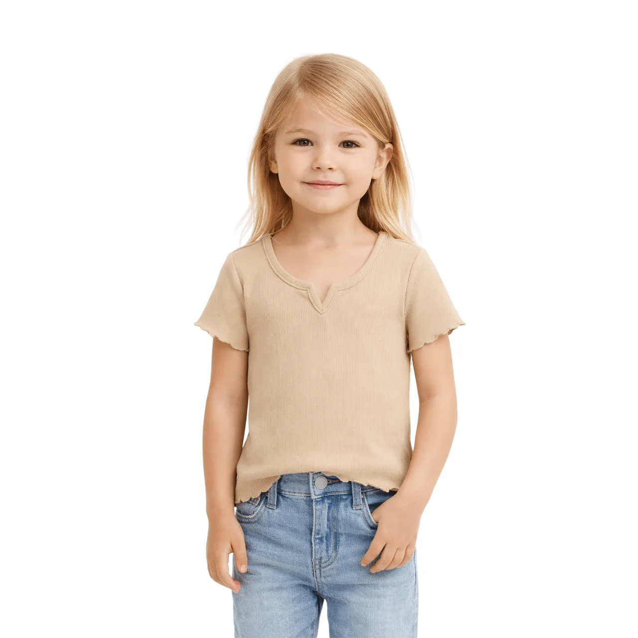 Ribbed Short Sleeve T-Shirt with Lettuce Trim - Image 3
