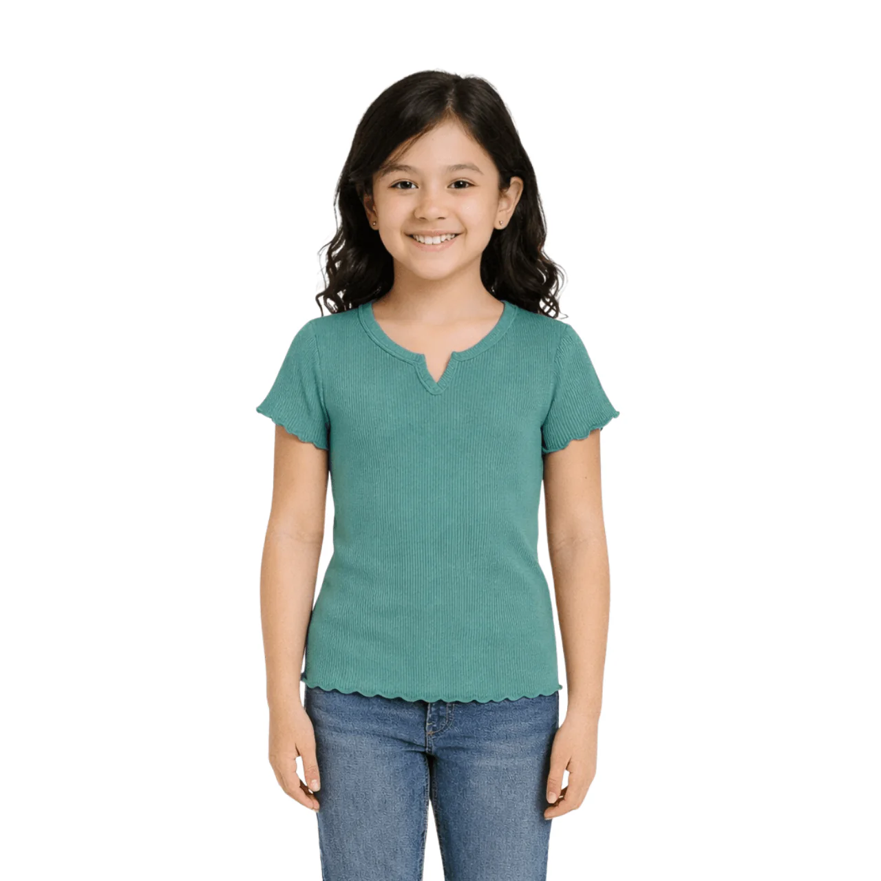 Ribbed Short Sleeve T-Shirt with Lettuce Trim - Image 4