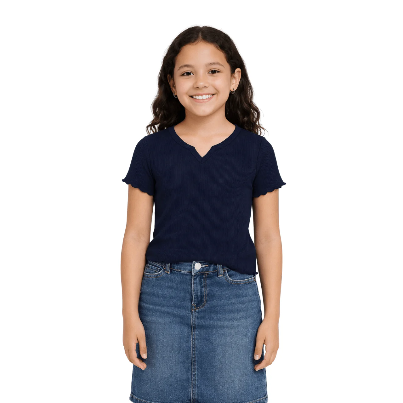 Ribbed Short Sleeve T-Shirt with Lettuce Trim - Image 6