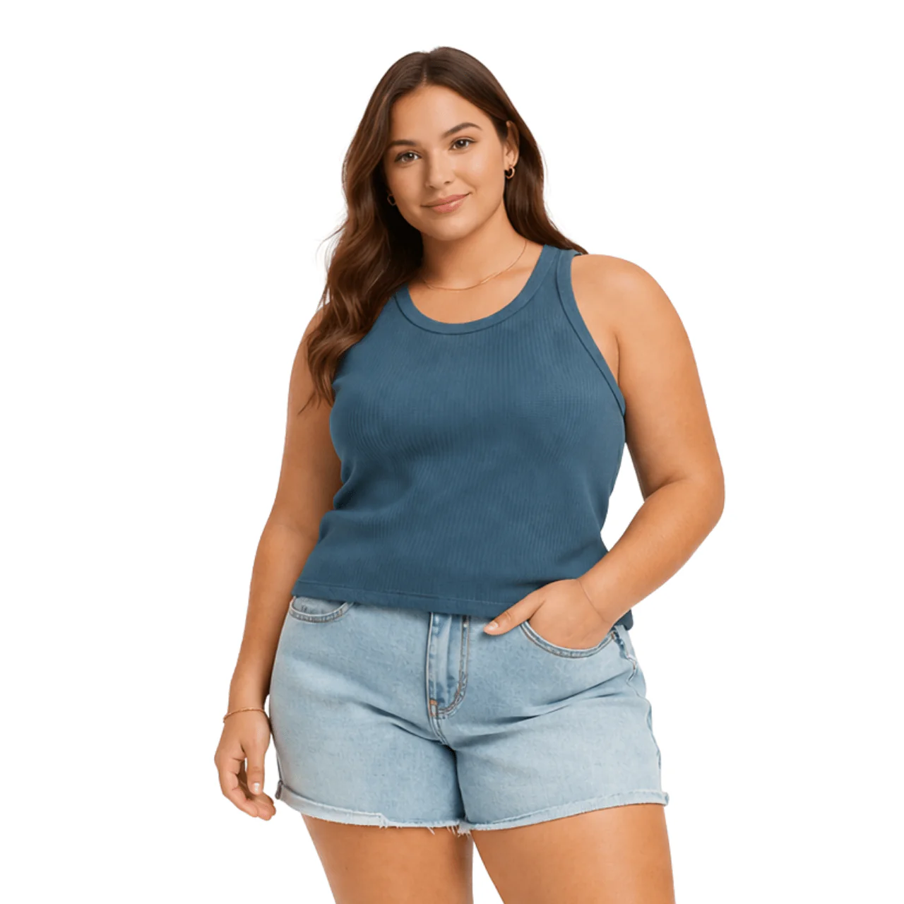 Plus Size Ribbed Sleeveless Tank Top
